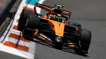MIAMI, FLORIDA - MAY 01: Lando Norris of Great Britain driving the (1) McLaren MCL40 Mercedes on