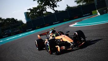 MIAMI, FLORIDA - MAY 01: Lando Norris of Great Britain driving the (1) McLaren MCL40 Mercedes on