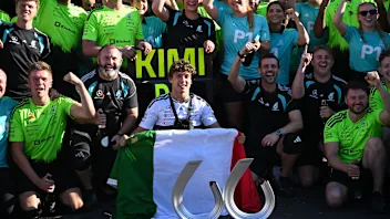 MADRID, SPAIN - SEPTEMBER 13: Race winner Andrea Kimi Antonelli of Italy and Mercedes AMG Petronas