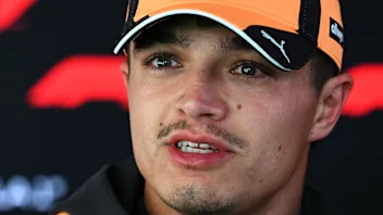 AUSTIN, TEXAS - OCTOBER 22: Lando Norris of Great Britain and McLaren talks to the media during