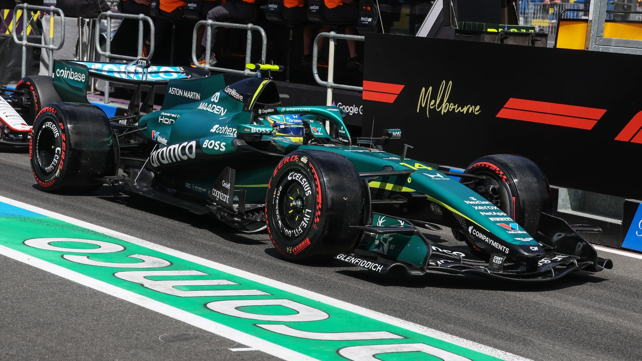 MELBOURNE, AUSTRALIA - MARCH 07: Fernando Alonso of Spain driving the (14) Aston Martin F1 Team