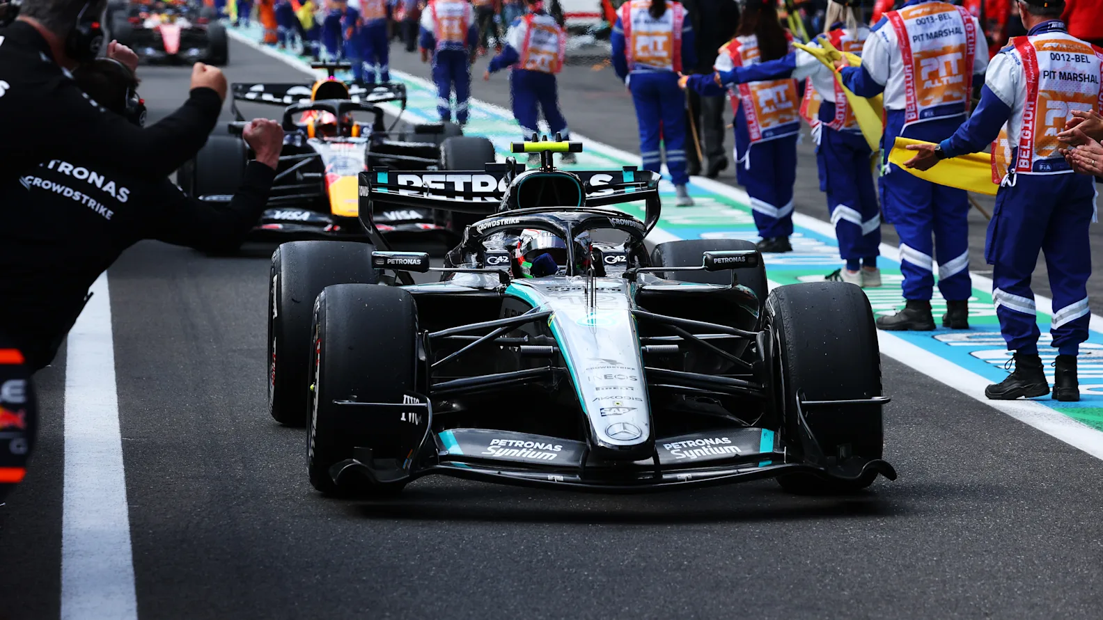 SPA, BELGIUM - JULY 19: Race winner Andrea Kimi Antonelli of Italy driving the (12) Mercedes AMG