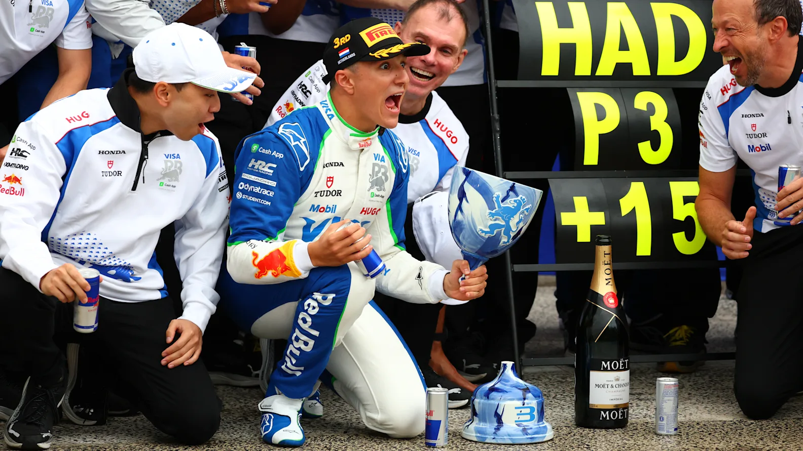 ZANDVOORT, NETHERLANDS - AUGUST 31: Third placed Isack Hadjar of France and Visa Cash App Racing