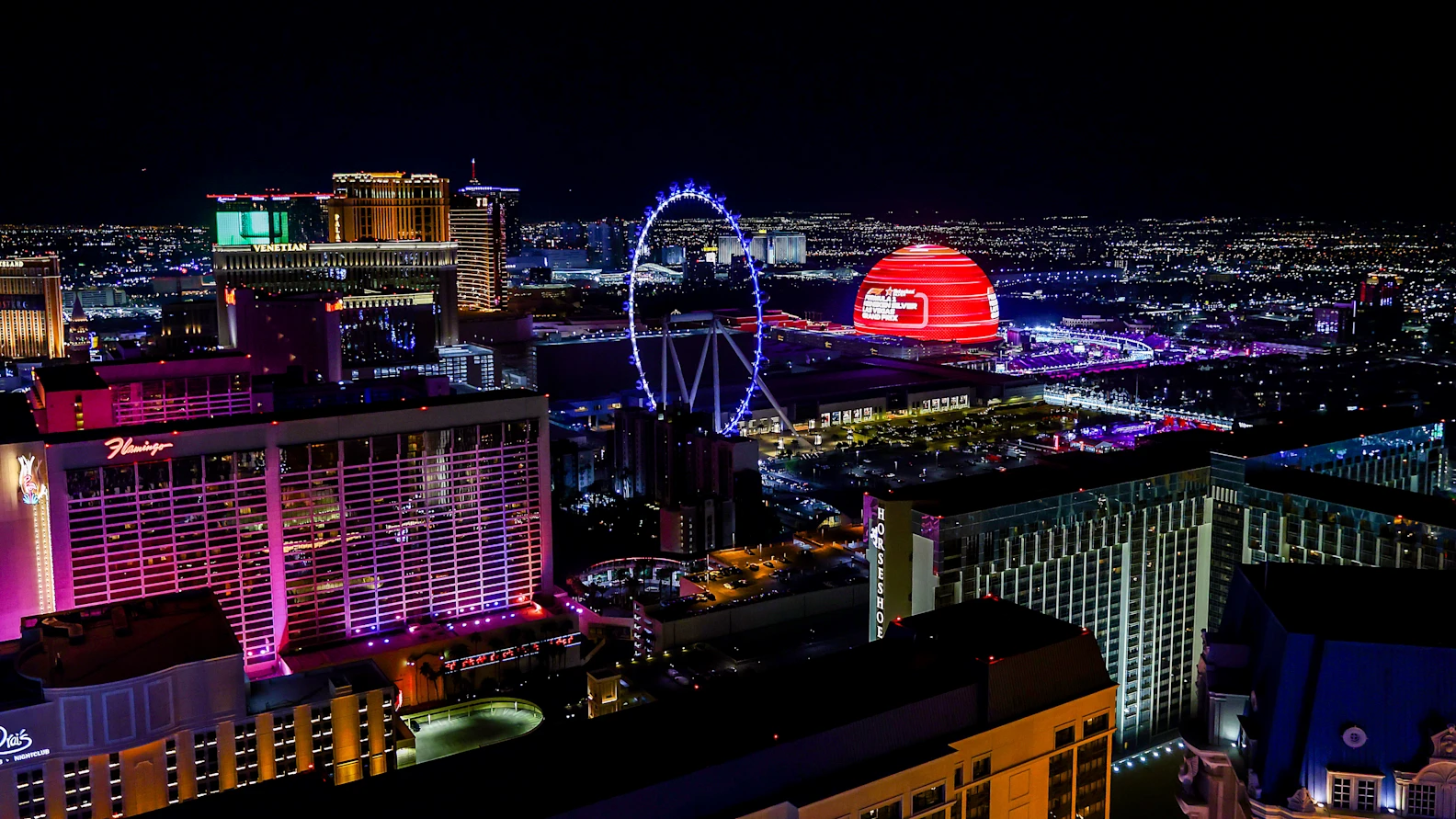 LAS VEGAS, NEVADA - NOVEMBER 21: A general view over the skyline during practice ahead of the F1