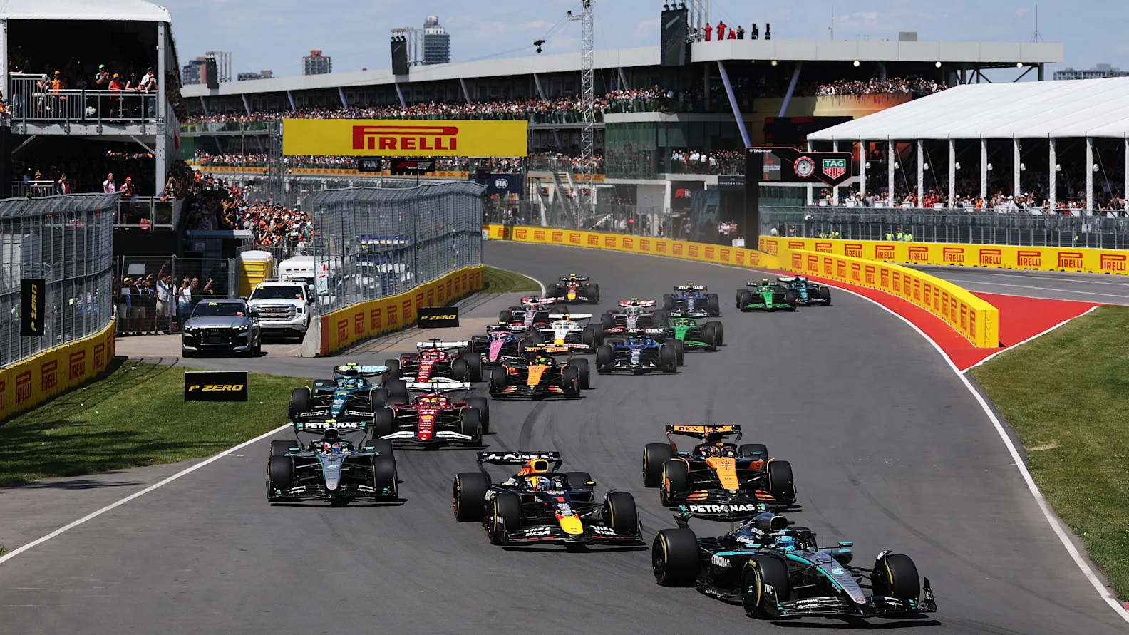 MONTREAL, QUEBEC - JUNE 15: George Russell of Great Britain driving the (63) Mercedes AMG Petronas