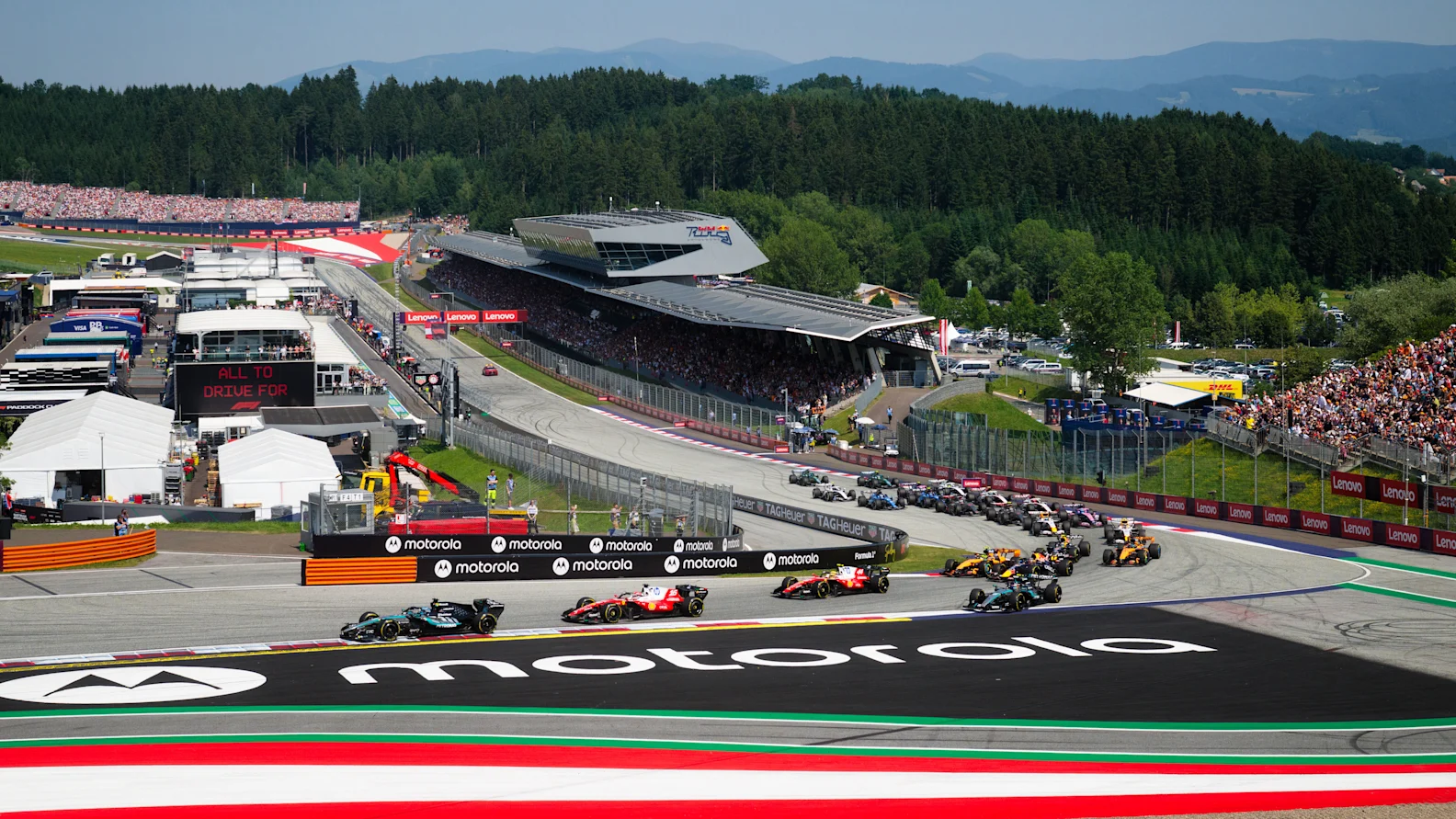 SPIELBERG, AUSTRIA - JUNE 28: George Russell of Great Britain driving the (63) Mercedes AMG