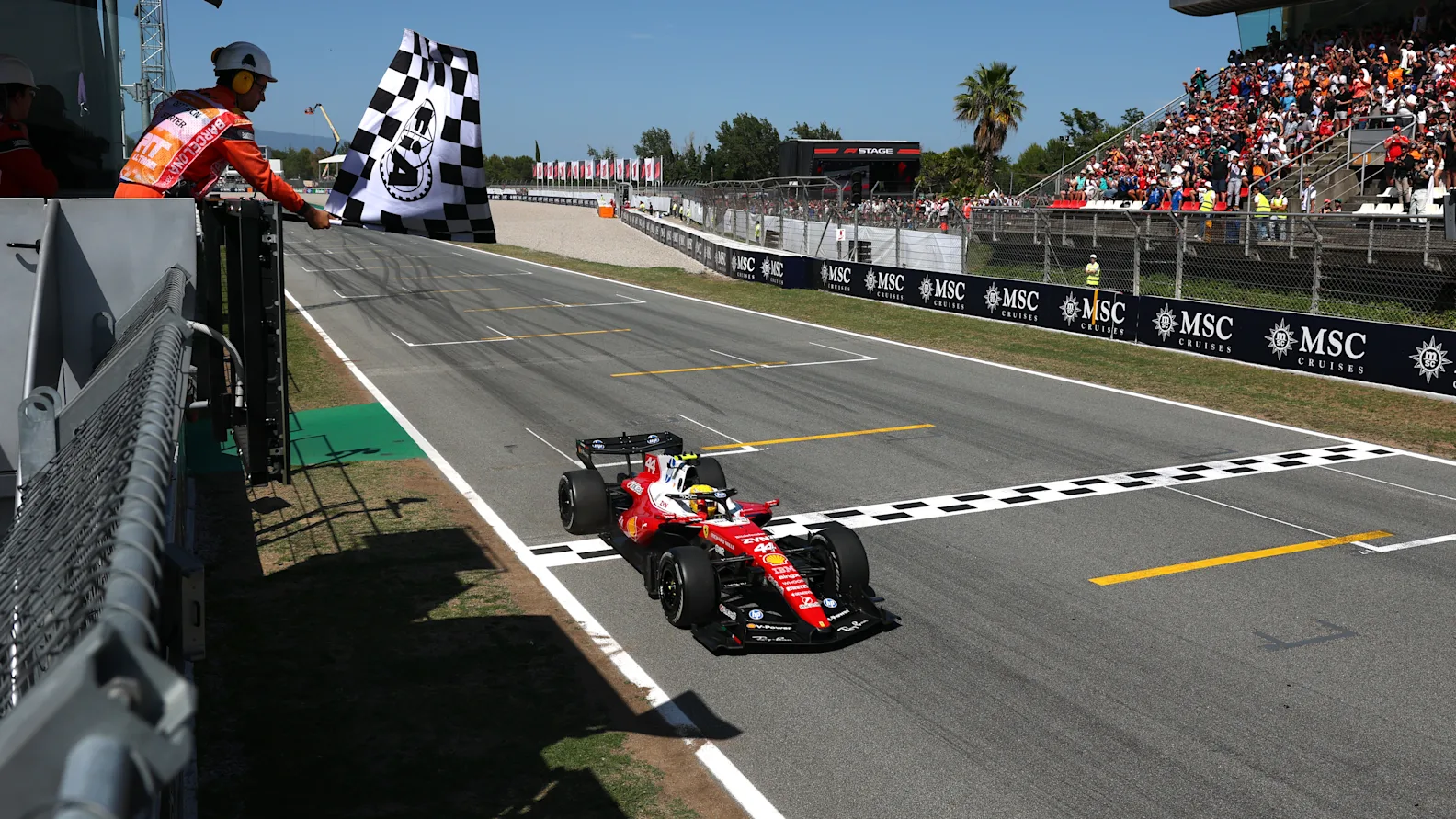 BARCELONA, SPAIN - JUNE 14: Race winner Lewis Hamilton of Great Britain driving the (44) Scuderia