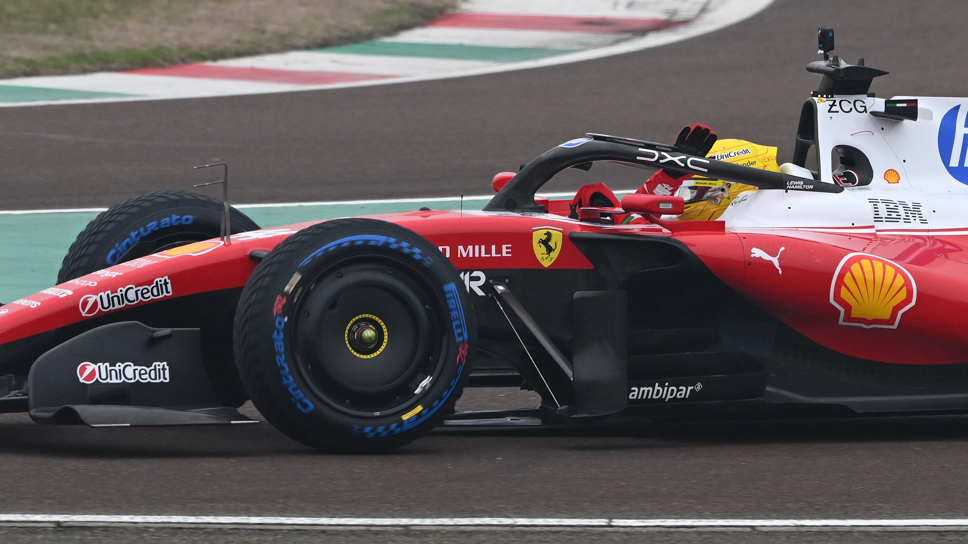 FIORANO MODENESE, ITALY - JANUARY 23: Lewis Hamilton of Great Britain driving the (44) Scuderia