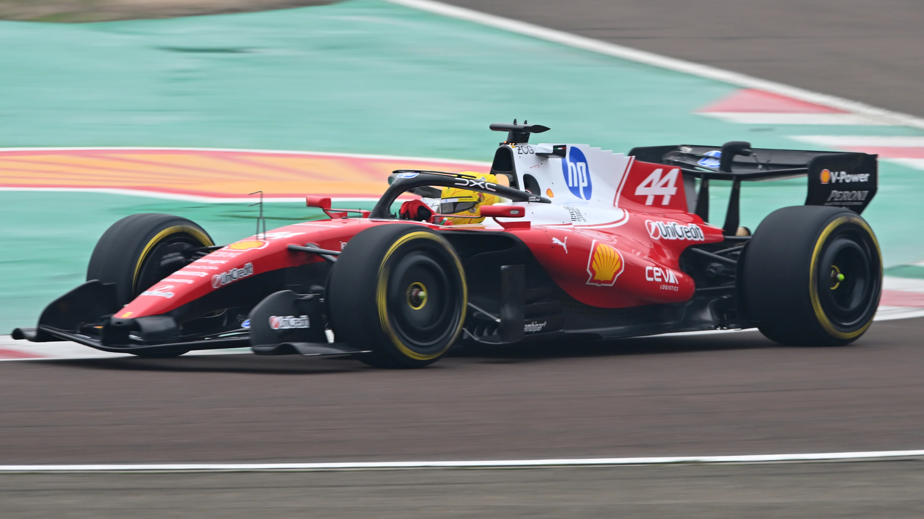 FIORANO MODENESE, ITALY - JANUARY 23: Lewis Hamilton of Great Britain driving the (44) Scuderia