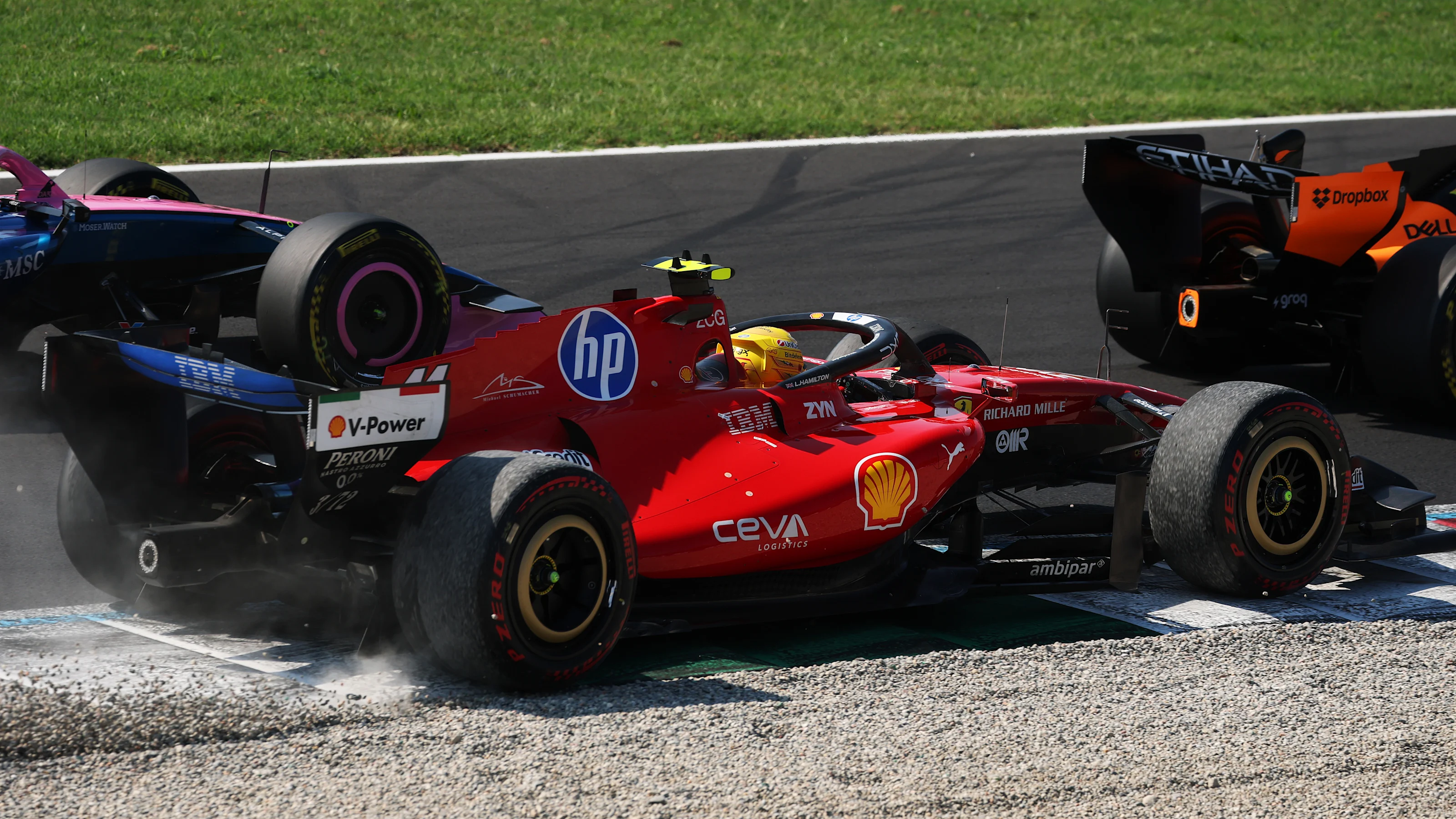 MONZA, ITALY - SEPTEMBER 06: Lewis Hamilton of Great Britain driving the (44) Scuderia Ferrari