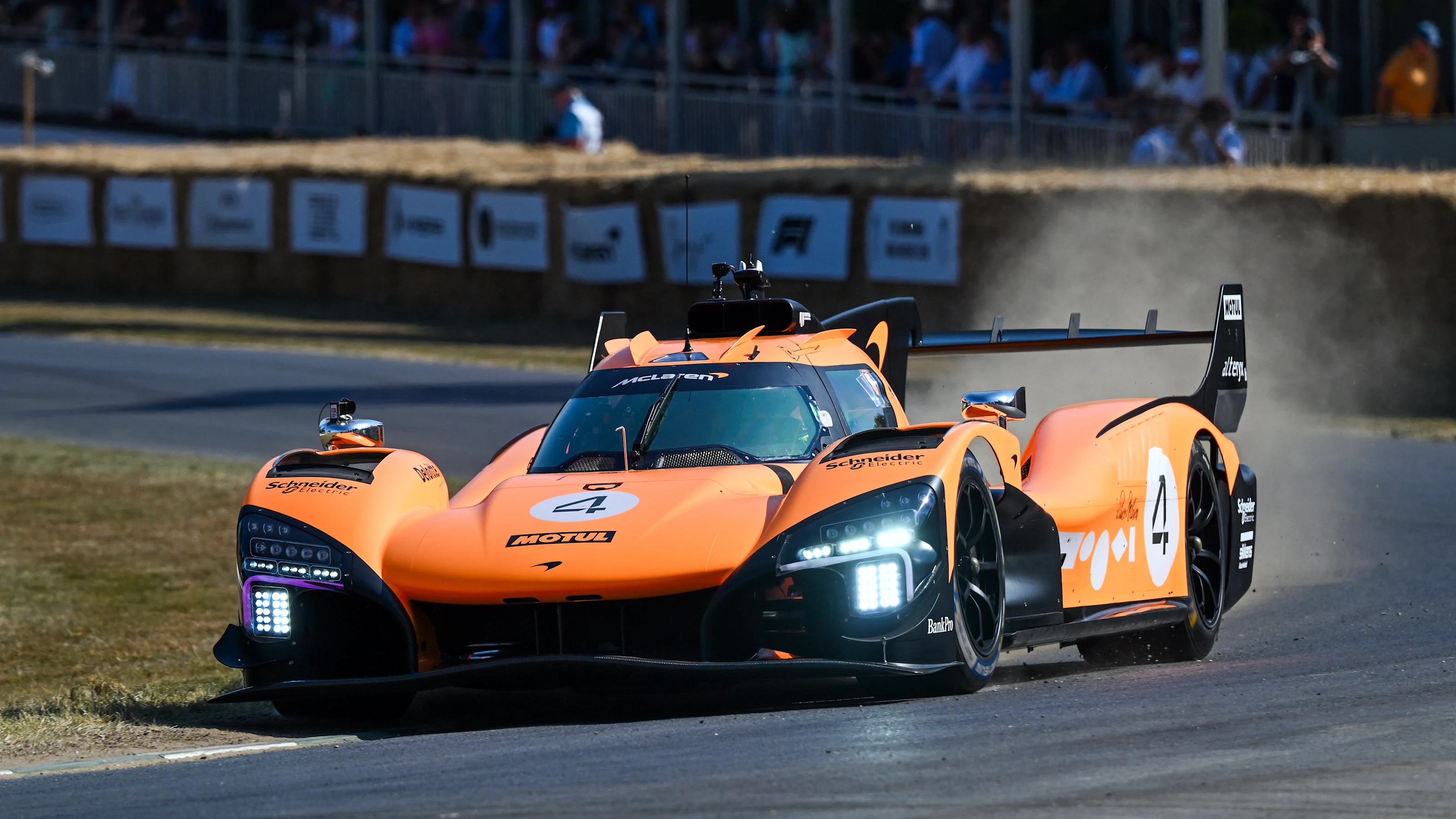 CHICHESTER, ENGLAND - JULY 10: Lando Norris of McLaren drives the McLaren MCL-HY Hypercar as it