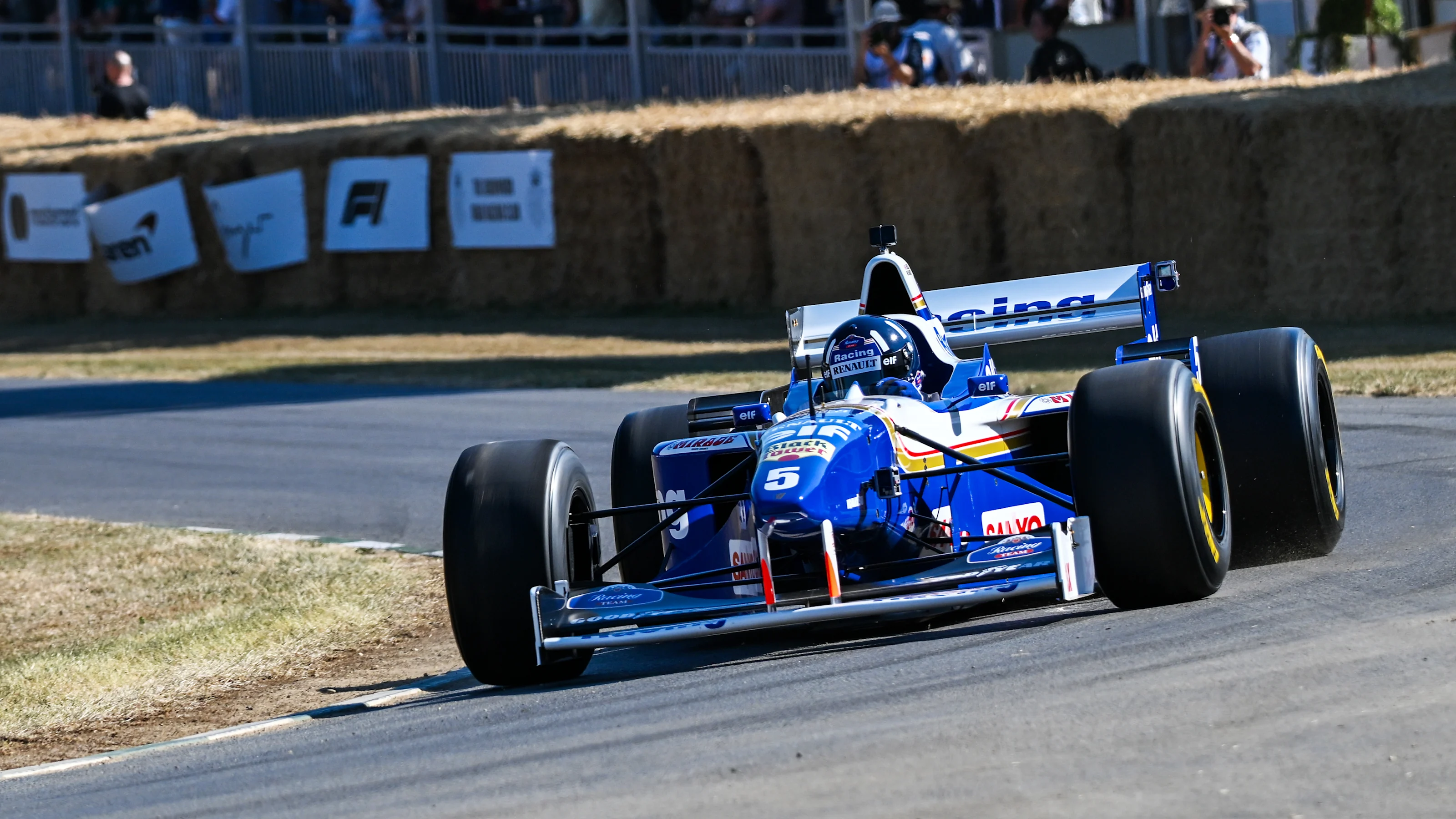 CHICHESTER, ENGLAND - JULY 11: Former F1 World Champion Damon Hill drives his Williams-Renault FW18