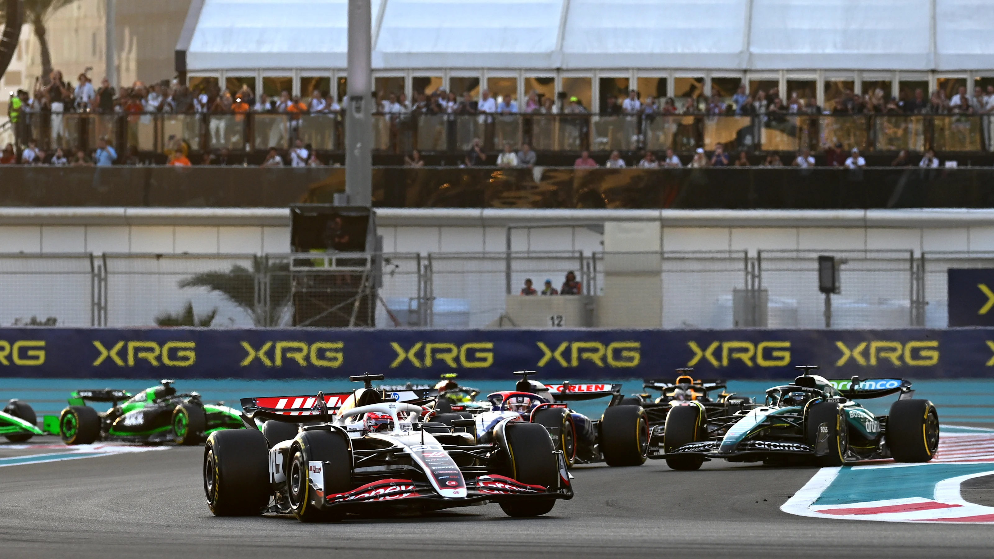 ABU DHABI, UNITED ARAB EMIRATES - DECEMBER 08: Kevin Magnussen of Denmark driving the (20) Haas F1