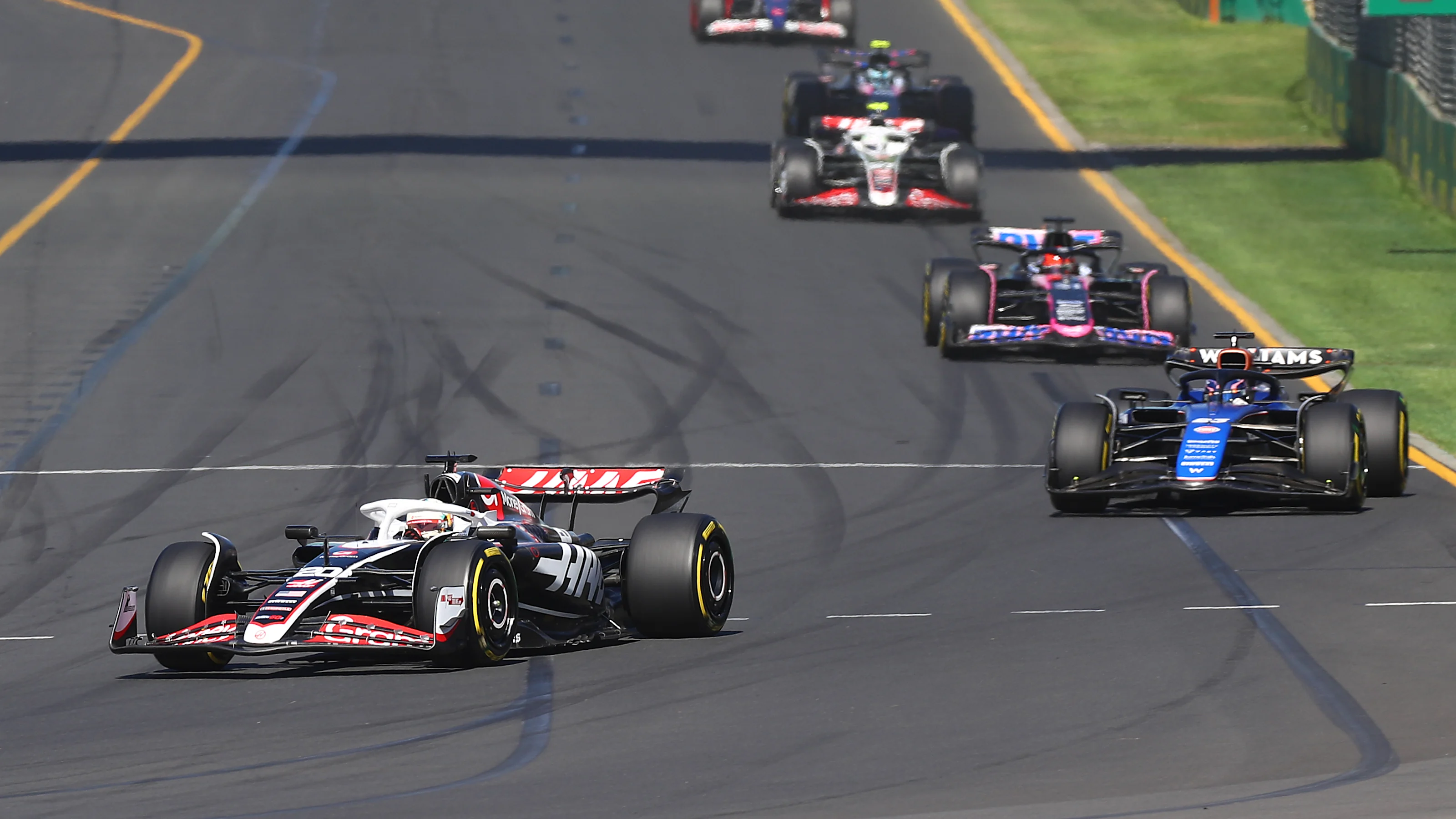 MELBOURNE, AUSTRALIA - MARCH 24: Kevin Magnussen of Denmark driving the (20) Haas F1 VF-24 Ferrari