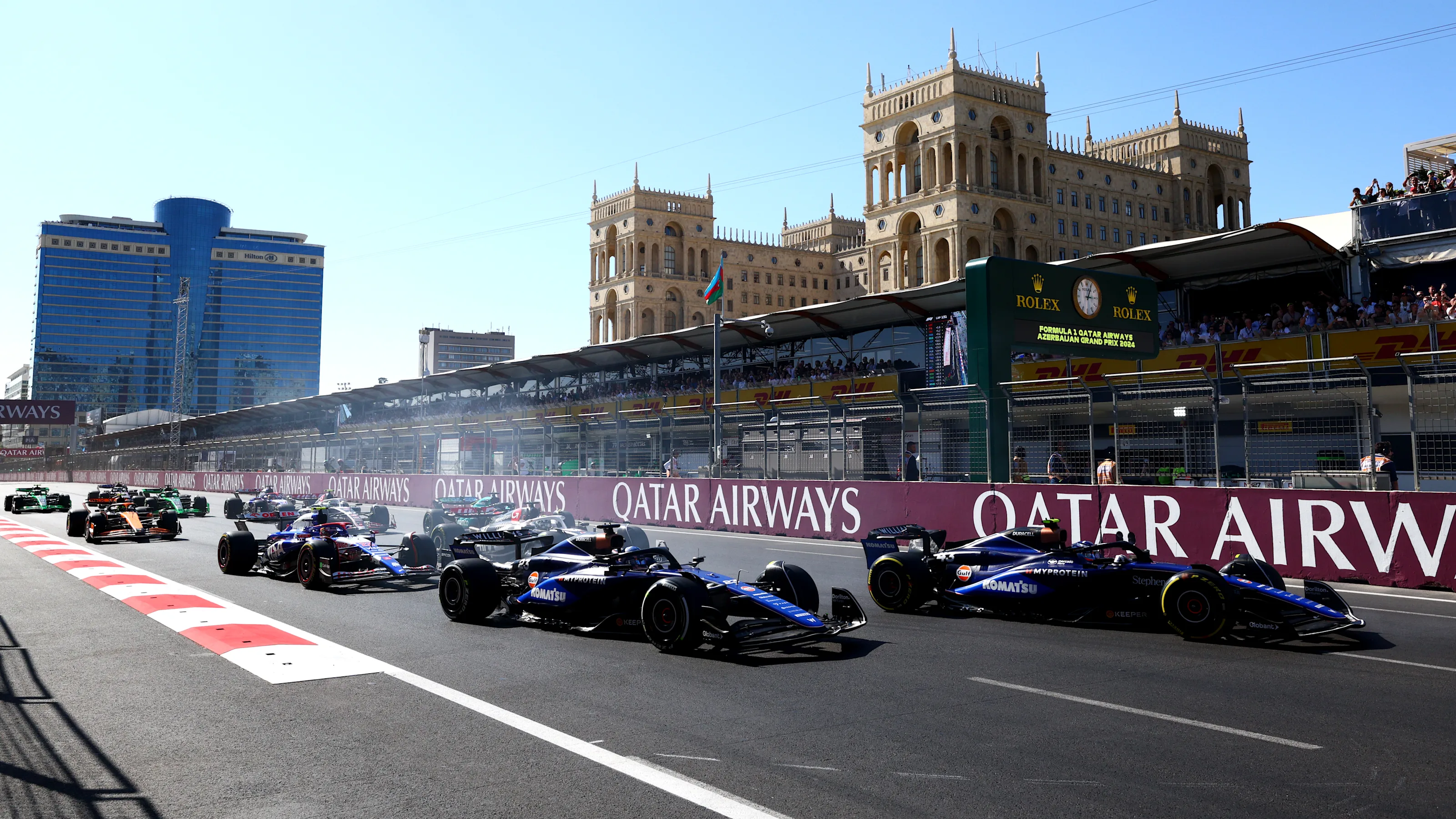 BAKU, AZERBAIJAN - SEPTEMBER 15: Franco Colapinto of Argentina driving the (43) Williams FW46