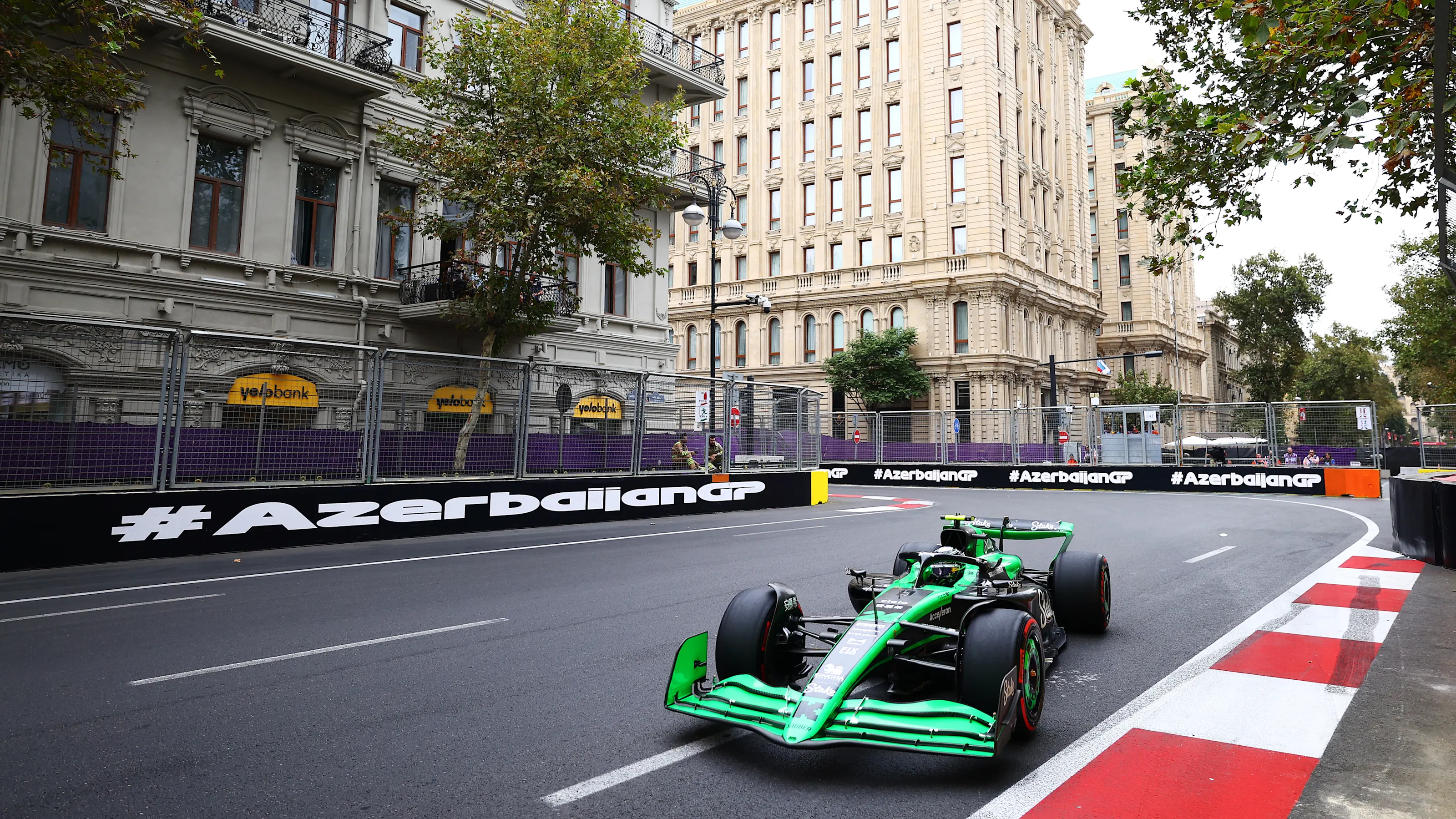 BAKU, AZERBAIJAN - SEPTEMBER 14: Zhou Guanyu of China driving the (24) Kick Sauber C44 Ferrari on