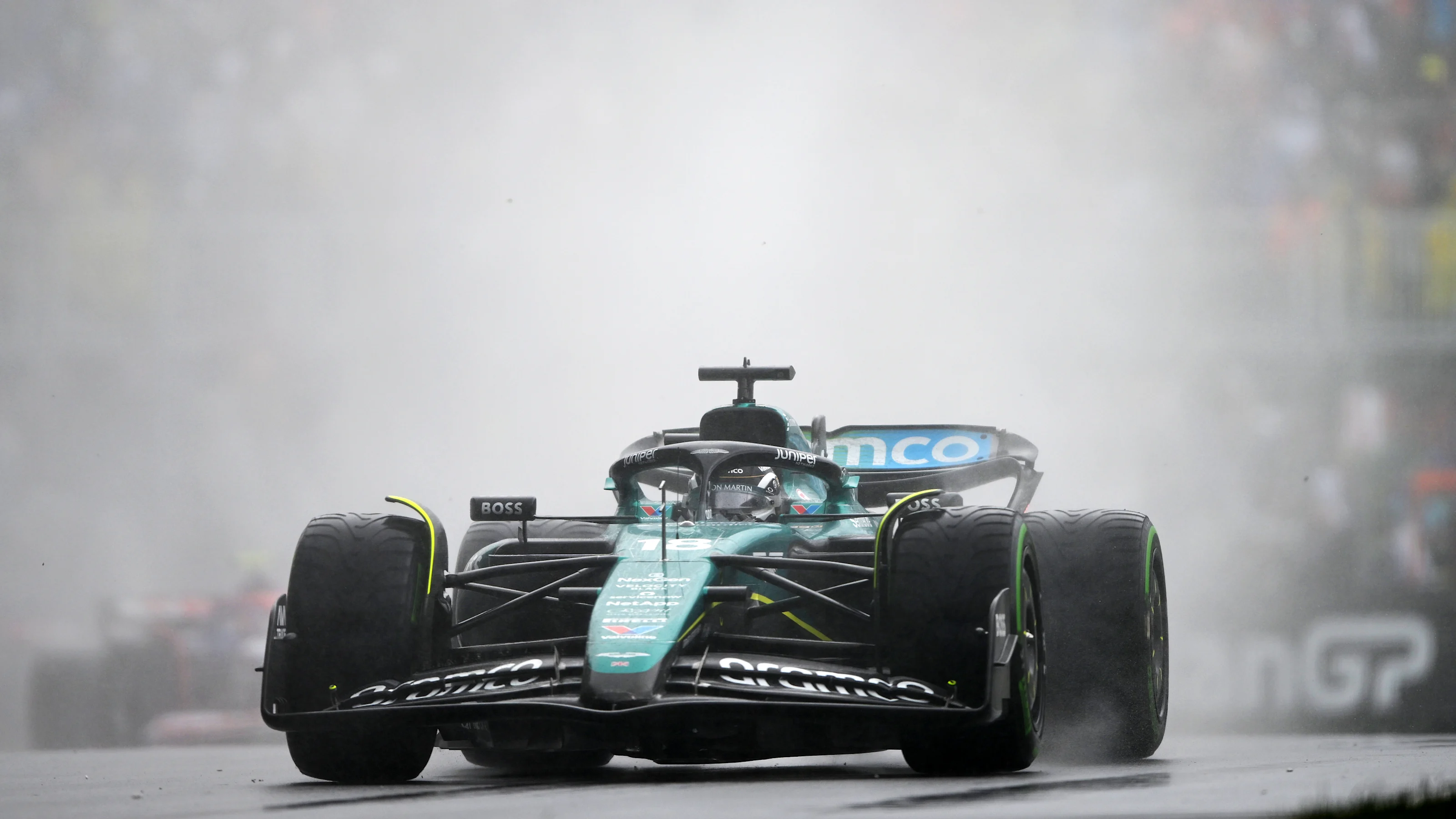 MONTREAL, QUEBEC - JUNE 09: Lance Stroll of Canada driving the (18) Aston Martin AMR24 Mercedes on