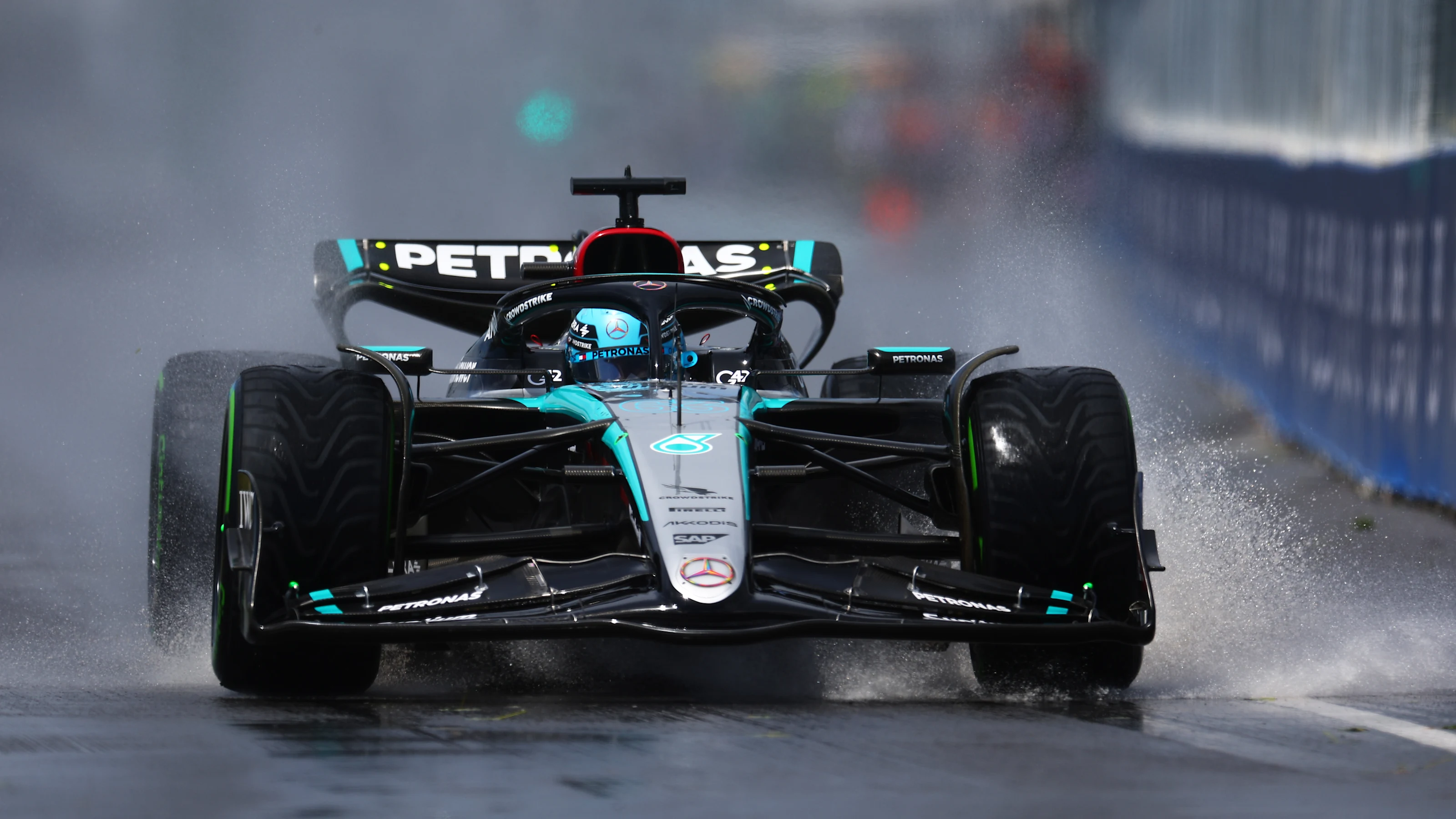 MONTREAL, QUEBEC - JUNE 07: George Russell of Great Britain driving the (63) Mercedes AMG Petronas