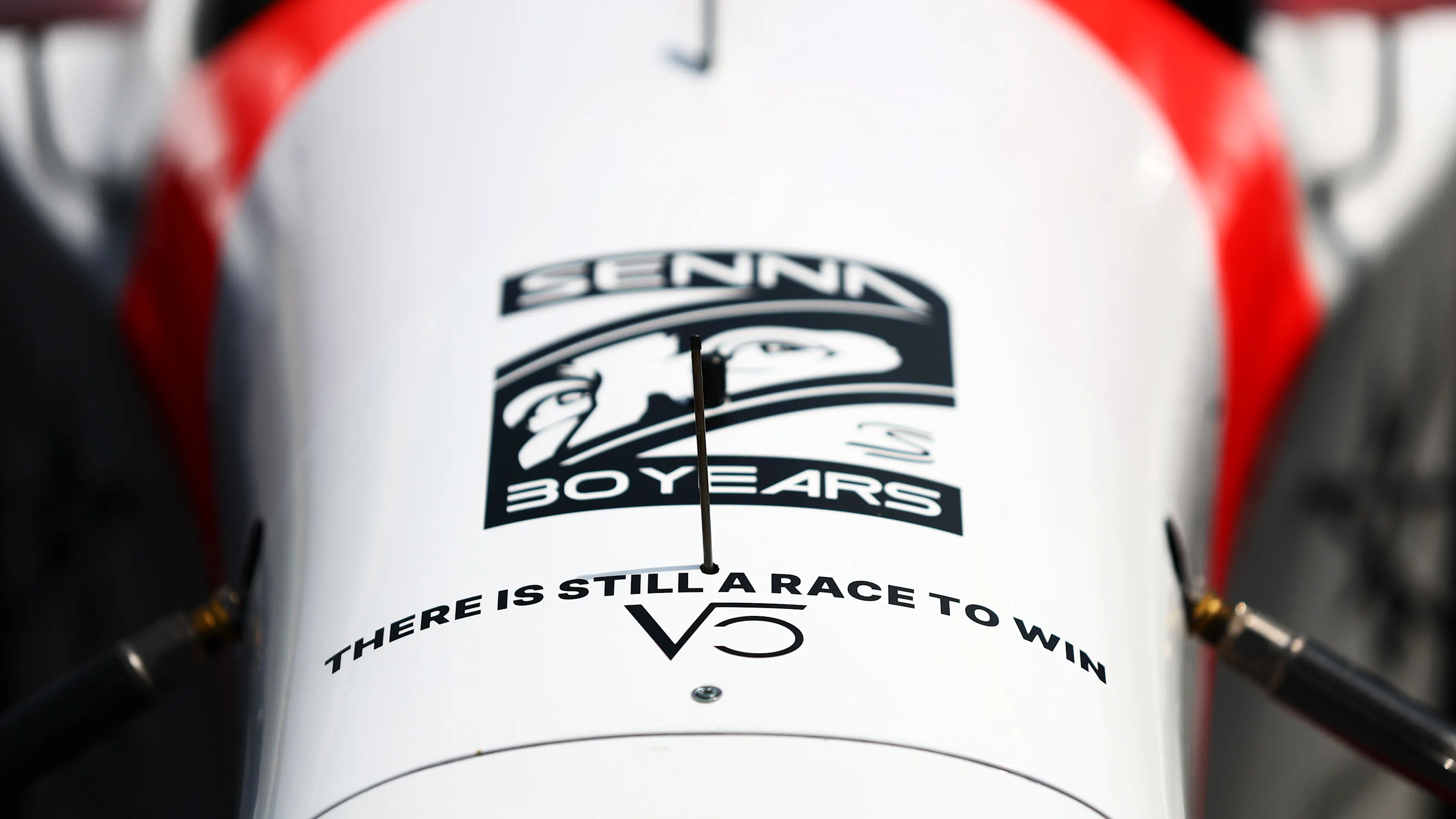 IMOLA, ITALY - MAY 19: A detail view of an Ayrton Senna decal on his McLaren MP4/8 prior to the F1