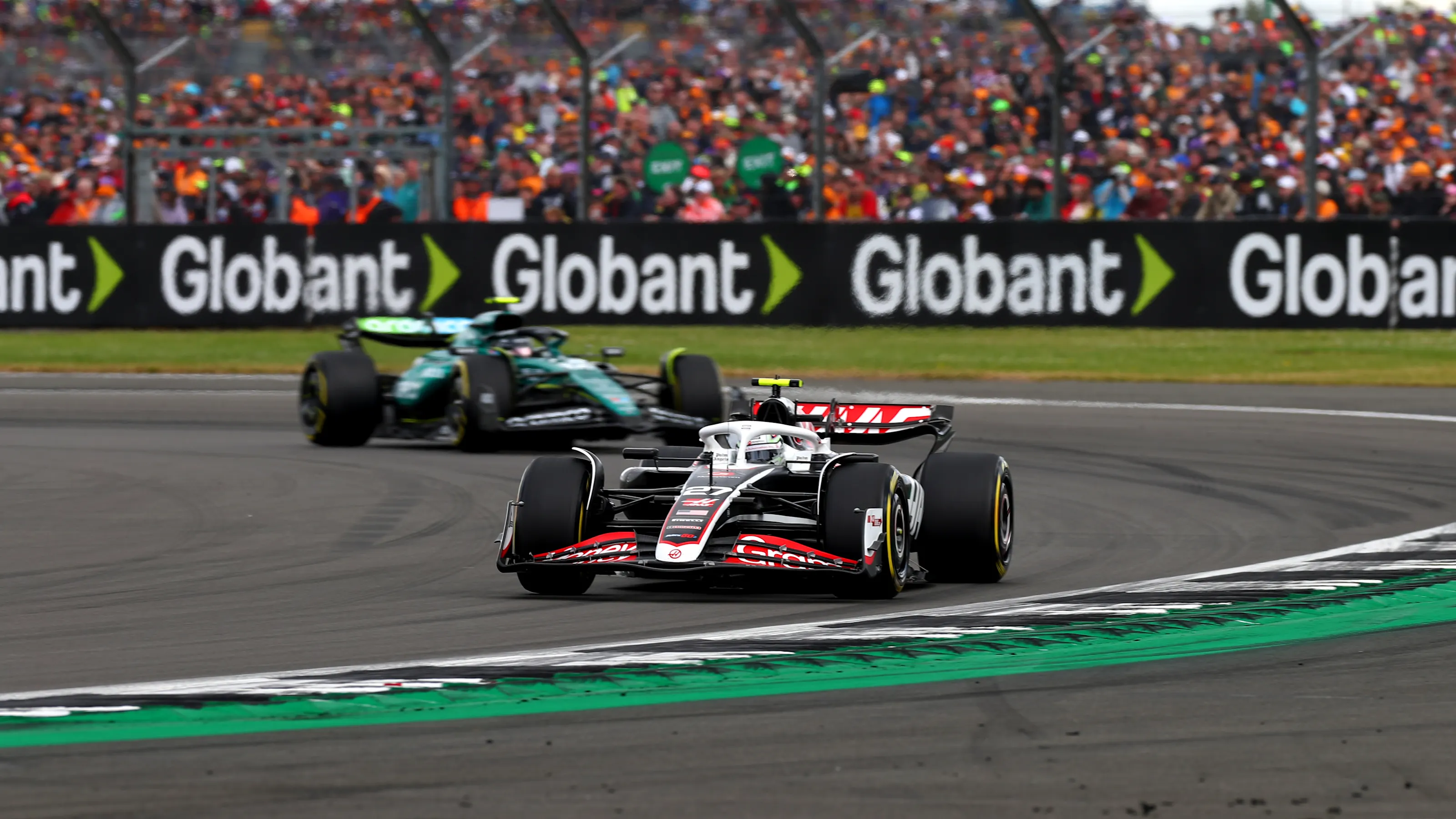 NORTHAMPTON, ENGLAND - JULY 07: Nico Hulkenberg of Germany driving the (27) Haas F1 VF-24 Ferrari