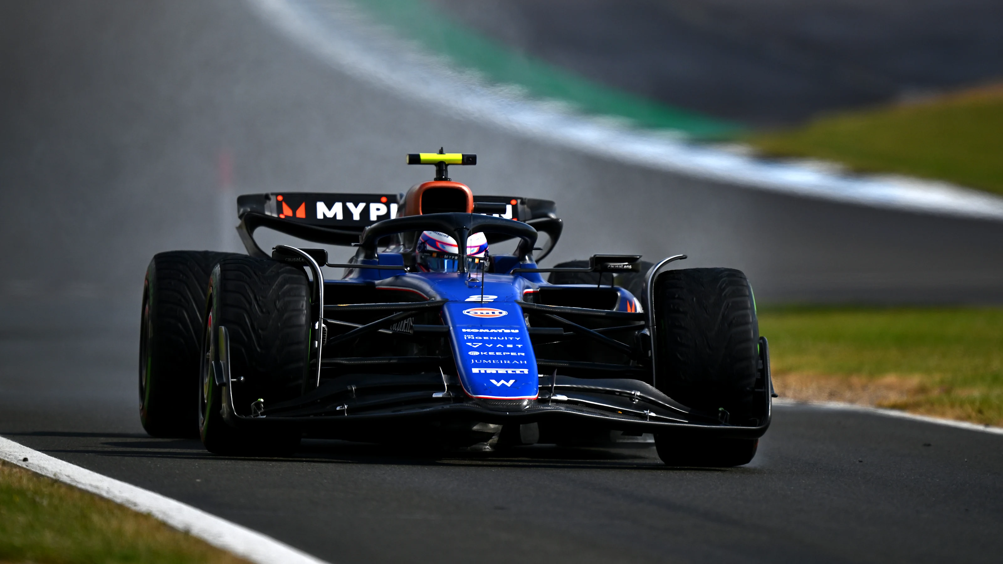 NORTHAMPTON, ENGLAND - JULY 07: Logan Sargeant of United States driving the (2) Williams FW46