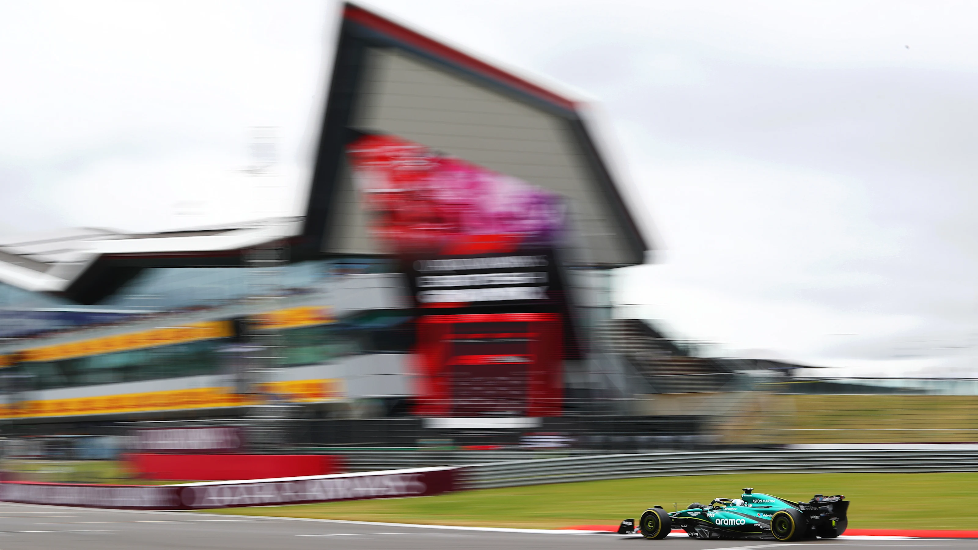NORTHAMPTON, ENGLAND - JULY 05: Lance Stroll of Canada driving the (18) Aston Martin AMR24 Mercedes