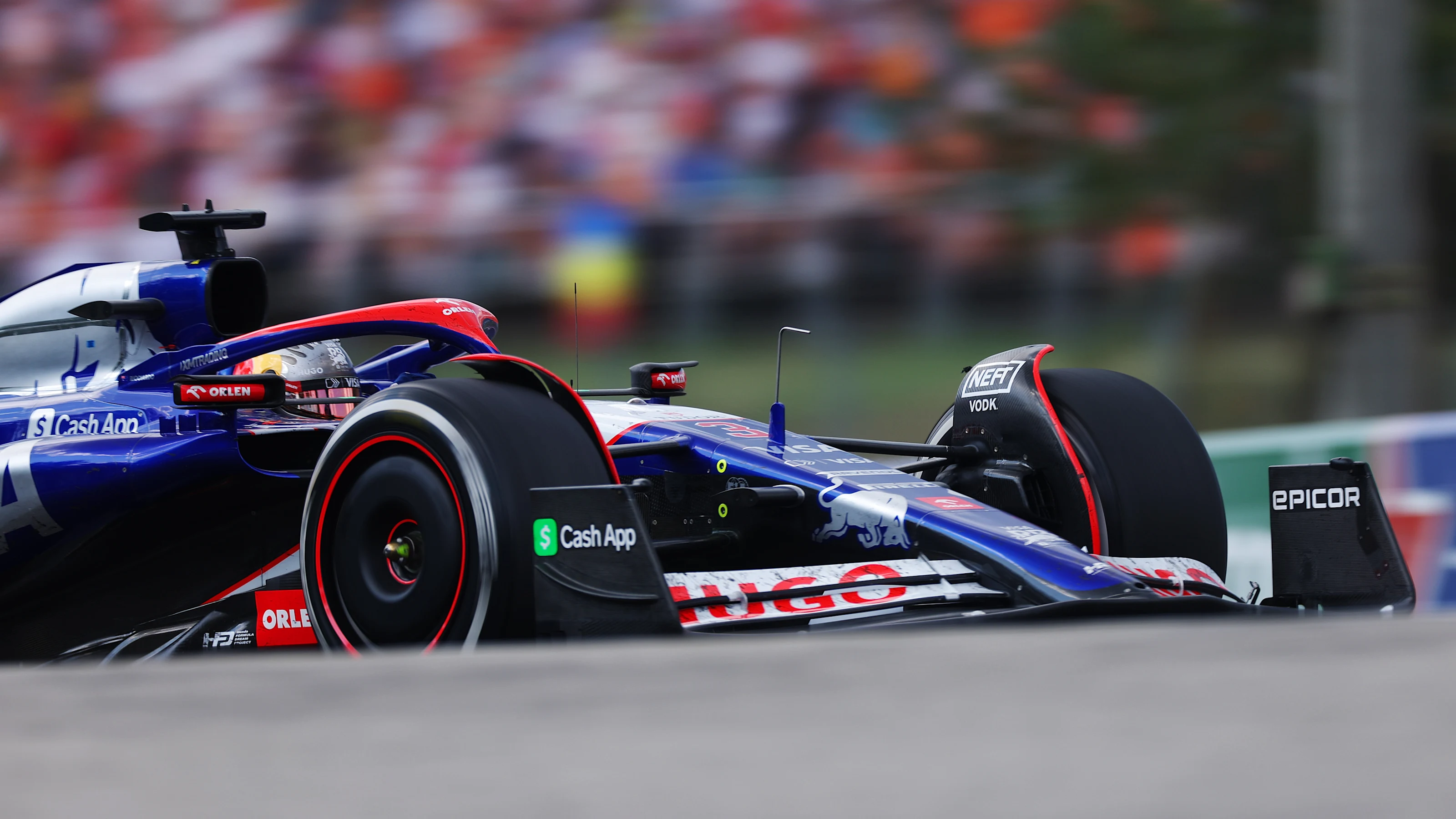 BUDAPEST, HUNGARY - JULY 21: Daniel Ricciardo of Australia driving the (3) Visa Cash App RB VCARB
