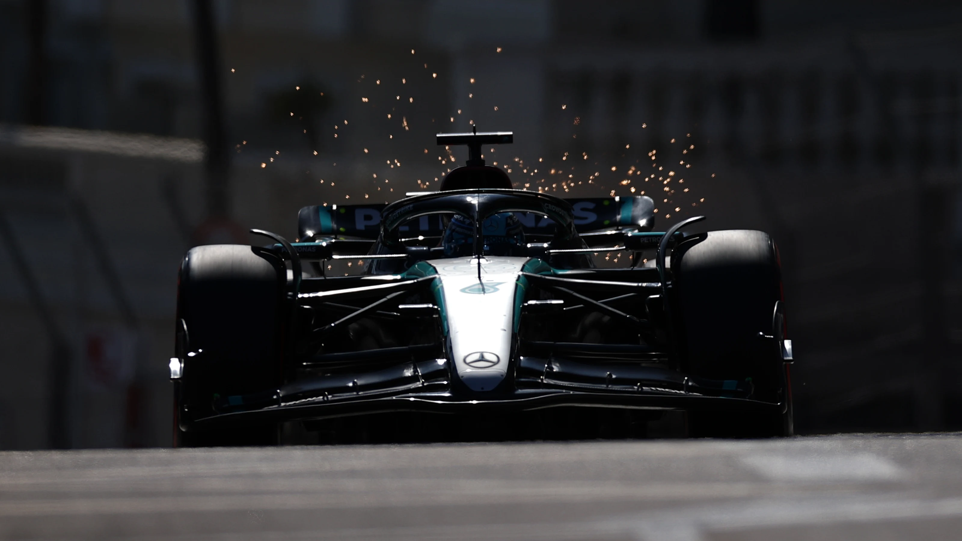MONTE-CARLO, MONACO - MAY 25: George Russell of Great Britain driving the (63) Mercedes AMG