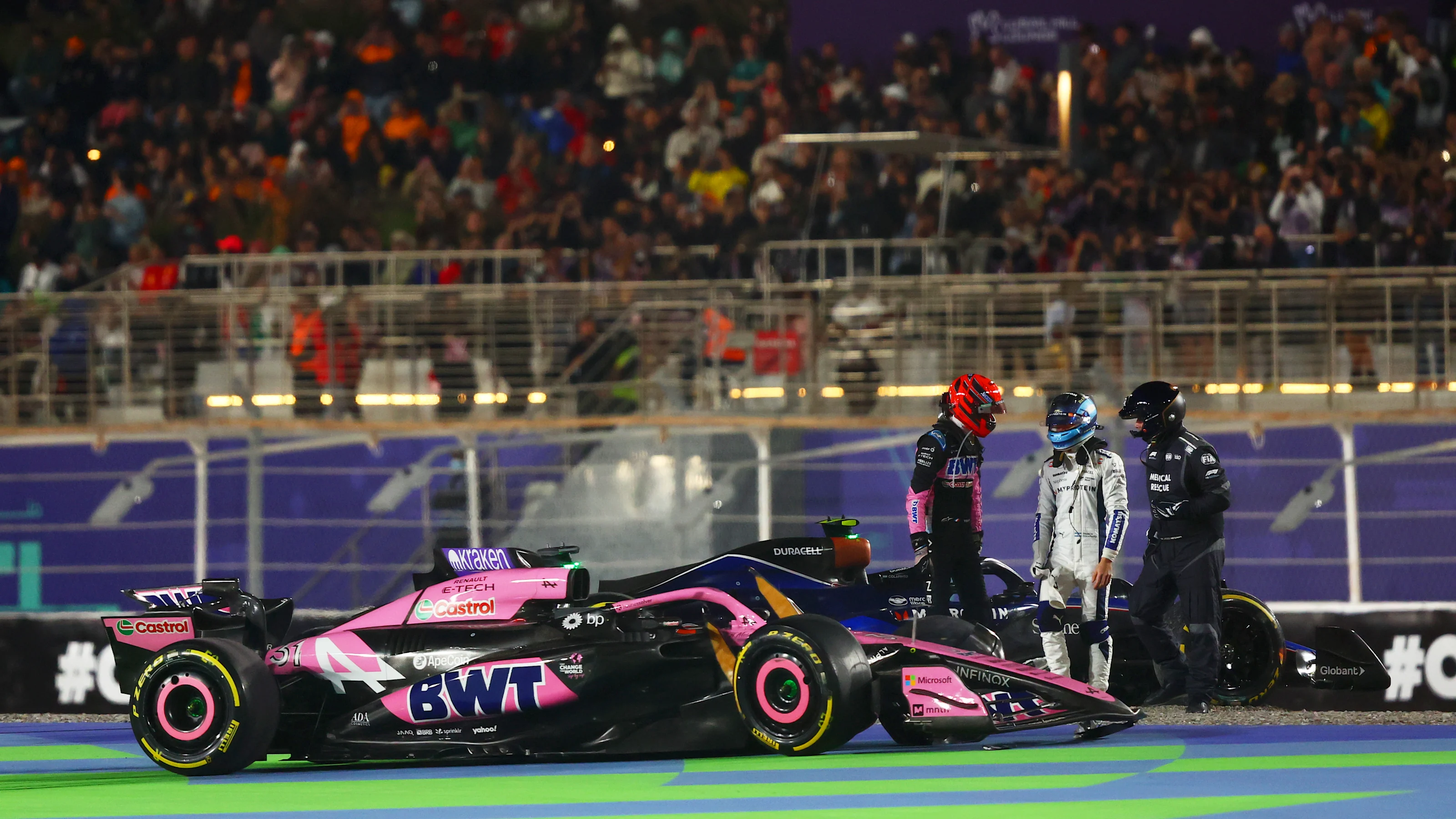 LUSAIL CITY, QATAR - DECEMBER 01: Esteban Ocon of France and Alpine F1 and Franco Colapinto of