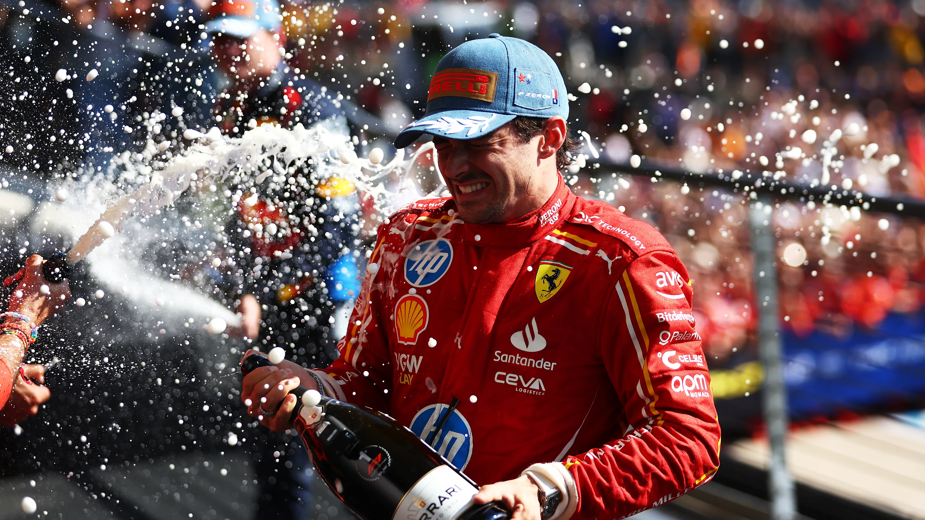 AUSTIN, TEXAS - OCTOBER 20: Race winner Charles Leclerc of Monaco and Ferrari celebrates on the