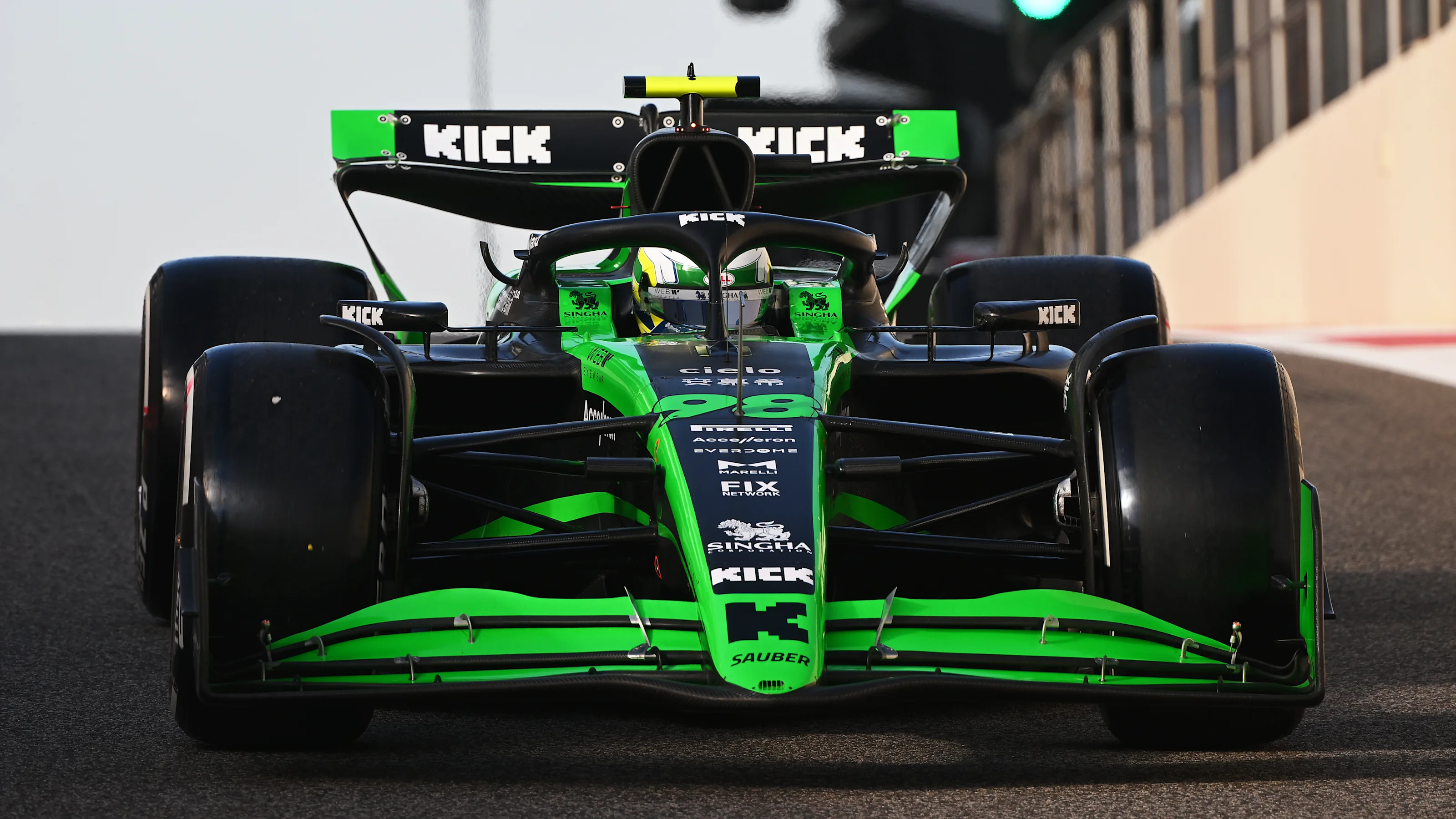 ABU DHABI, UNITED ARAB EMIRATES - DECEMBER 10: Gabriel Bortoleto of Brazil driving the (98) Kick