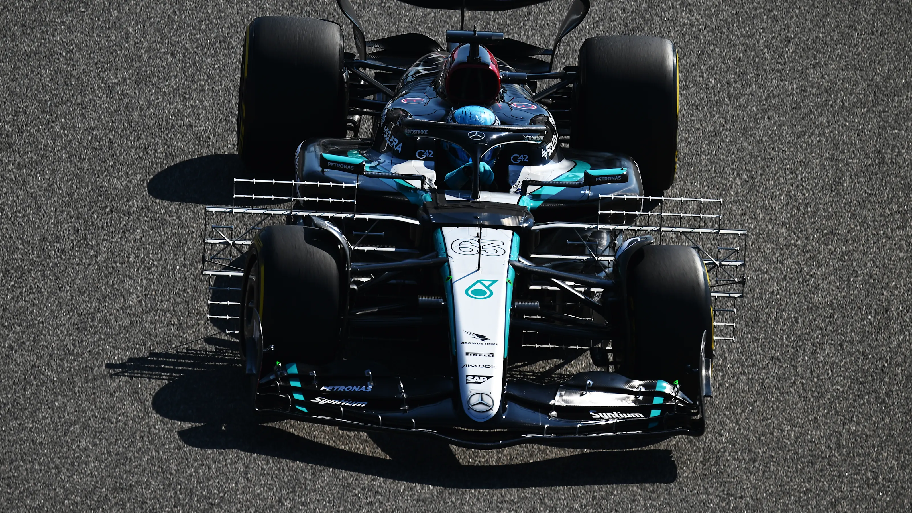 BAHRAIN, BAHRAIN - FEBRUARY 21: George Russell of Great Britain driving the (63) Mercedes AMG