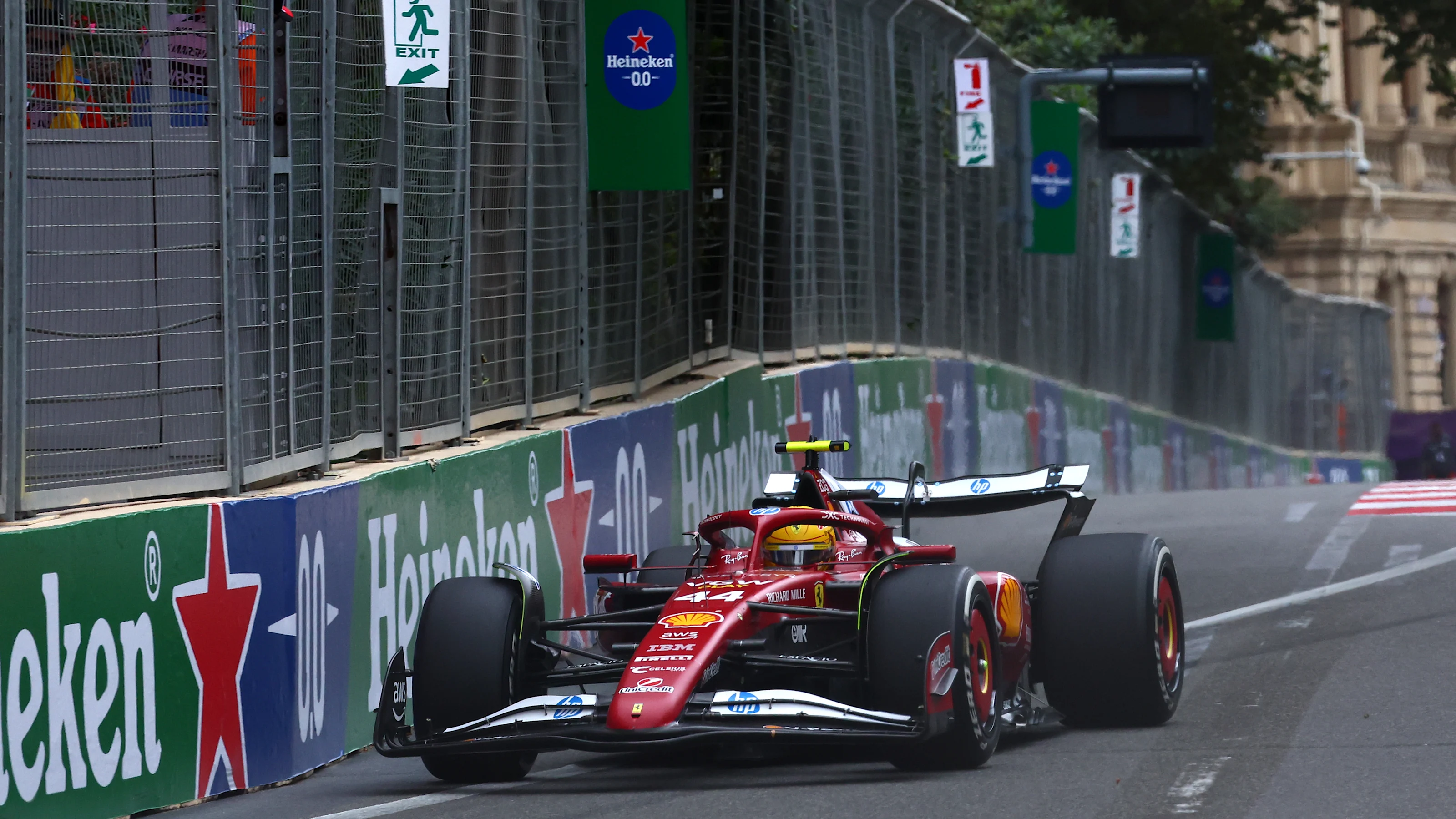 BAKU, AZERBAIJAN - SEPTEMBER 21: Lewis Hamilton of Great Britain driving the (44) Scuderia Ferrari