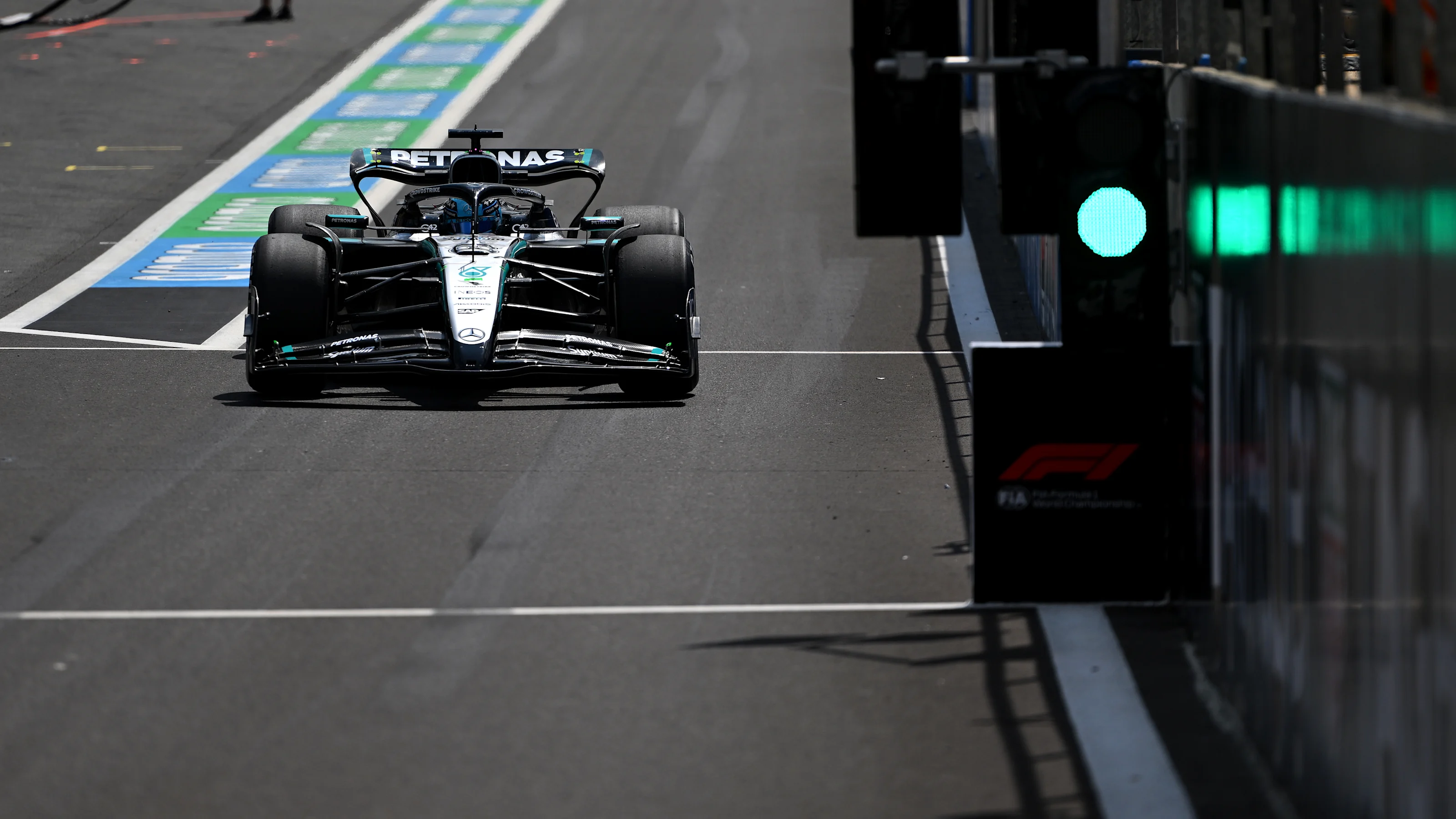 SPA, BELGIUM - JULY 25: George Russell of Great Britain driving the (63) Mercedes AMG Petronas F1