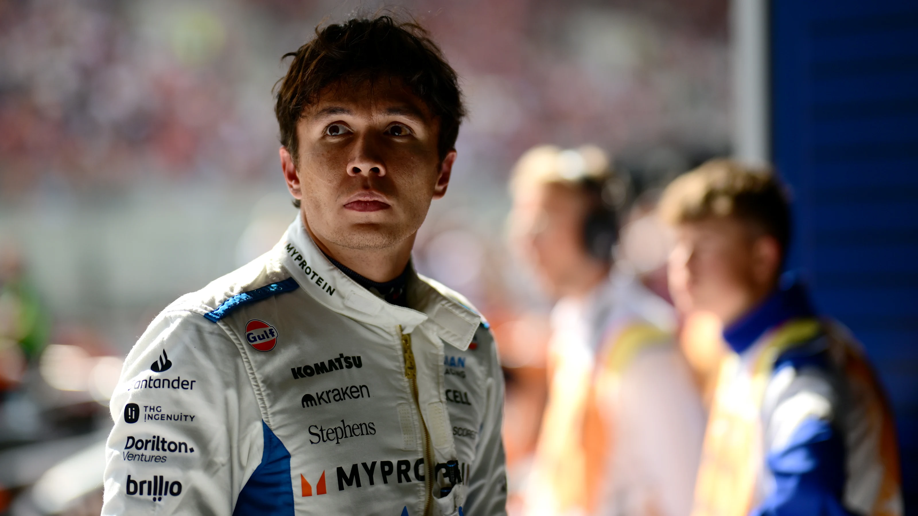 SPA, BELGIUM - JULY 26: Fifth placed qualifier Alexander Albon of Thailand and Williams looks on in