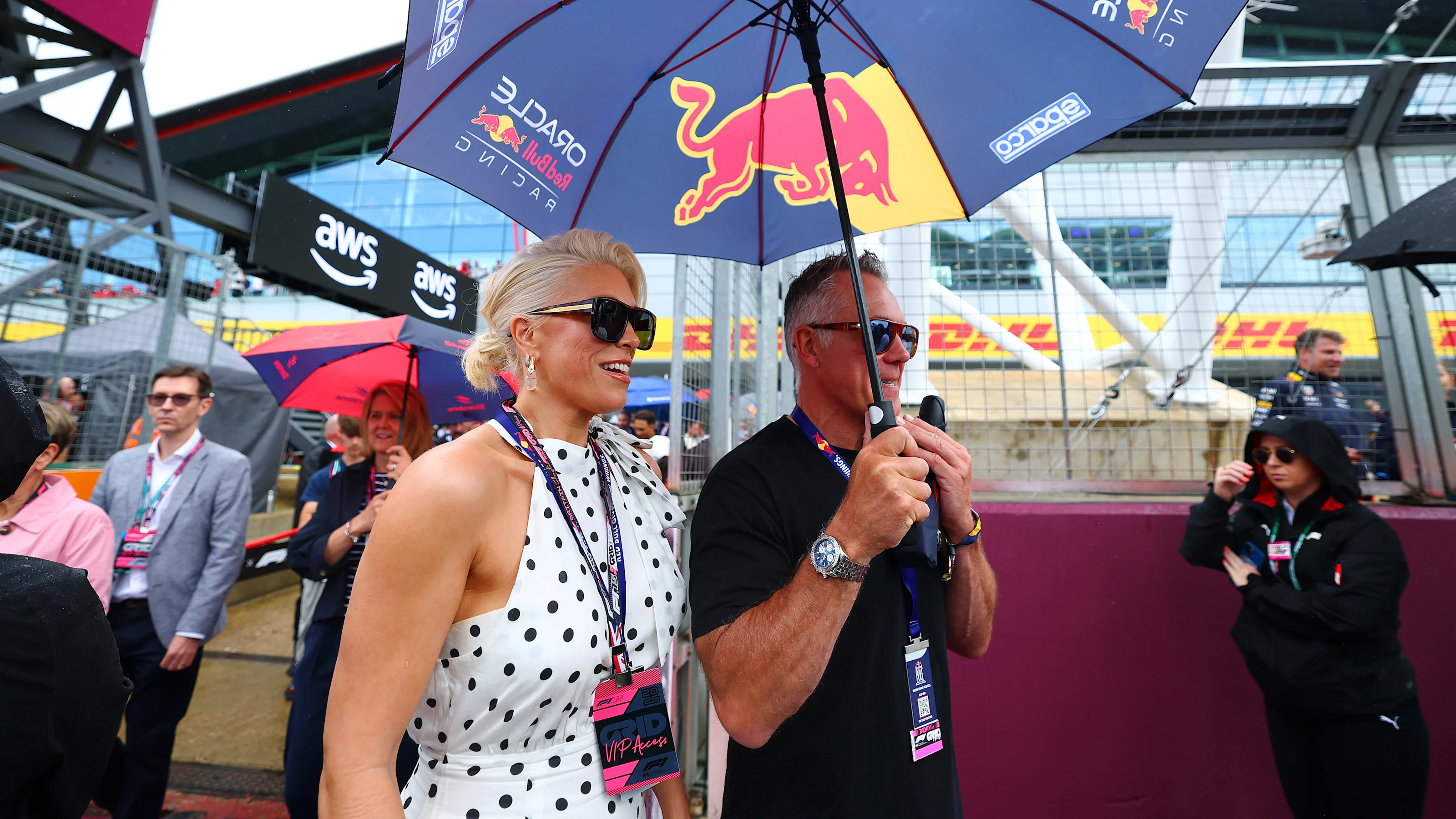 NORTHAMPTON, ENGLAND - JULY 06: Hannah Waddingham on the grid during the F1 Grand Prix of Great
