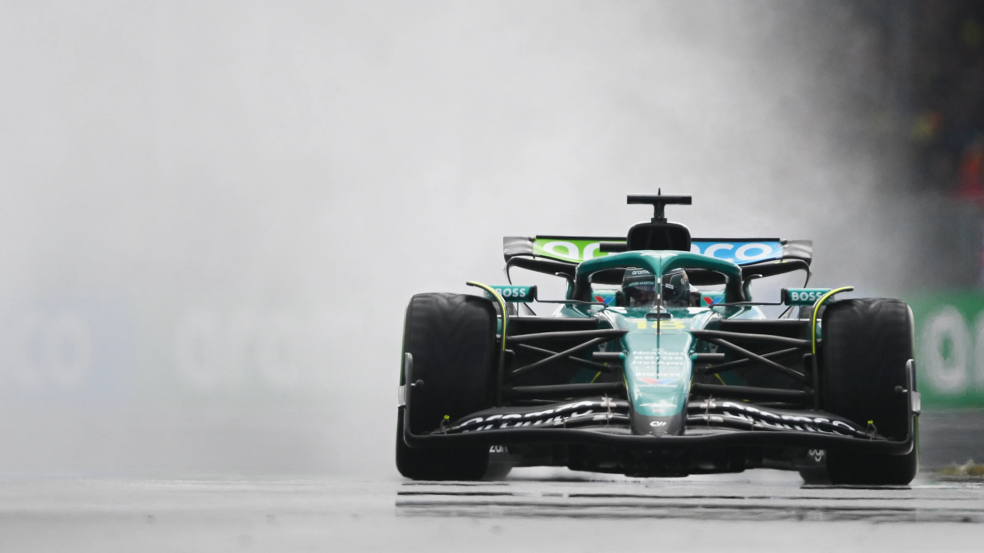 NORTHAMPTON, ENGLAND - JULY 06: Lance Stroll of Canada driving the (18) Aston Martin F1 Team AMR25