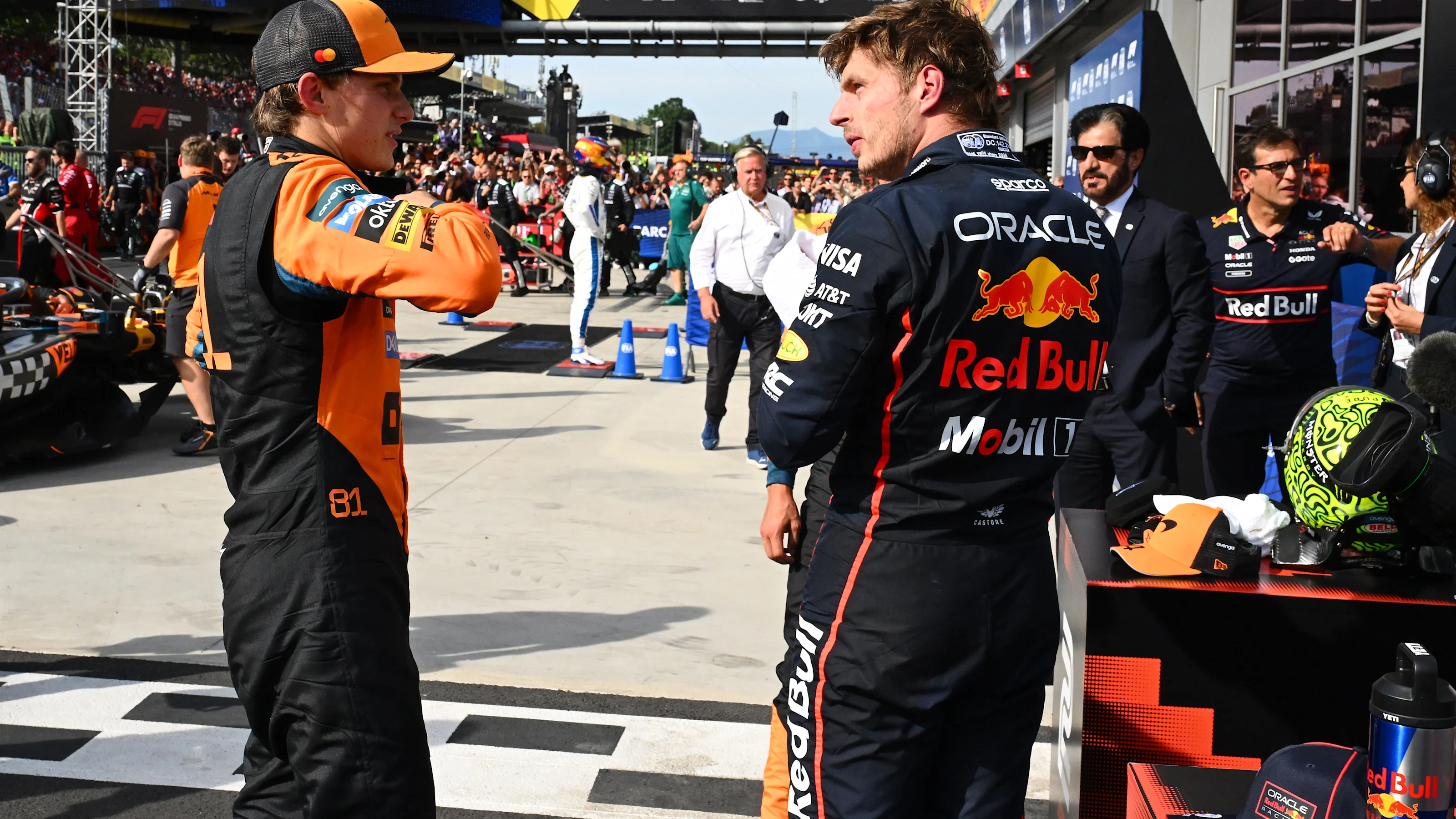 MONZA, ITALY - SEPTEMBER 07: Race winner Max Verstappen of the Netherlands and Oracle Red Bull