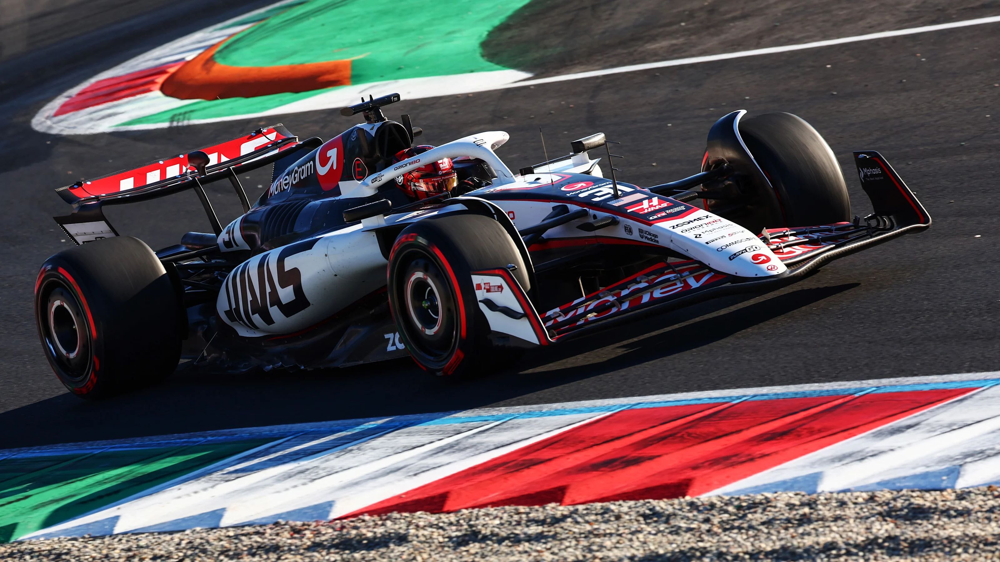 MONZA, ITALY - SEPTEMBER 05: Esteban Ocon of France driving the (31) Haas F1 VF-25 Ferrari on track