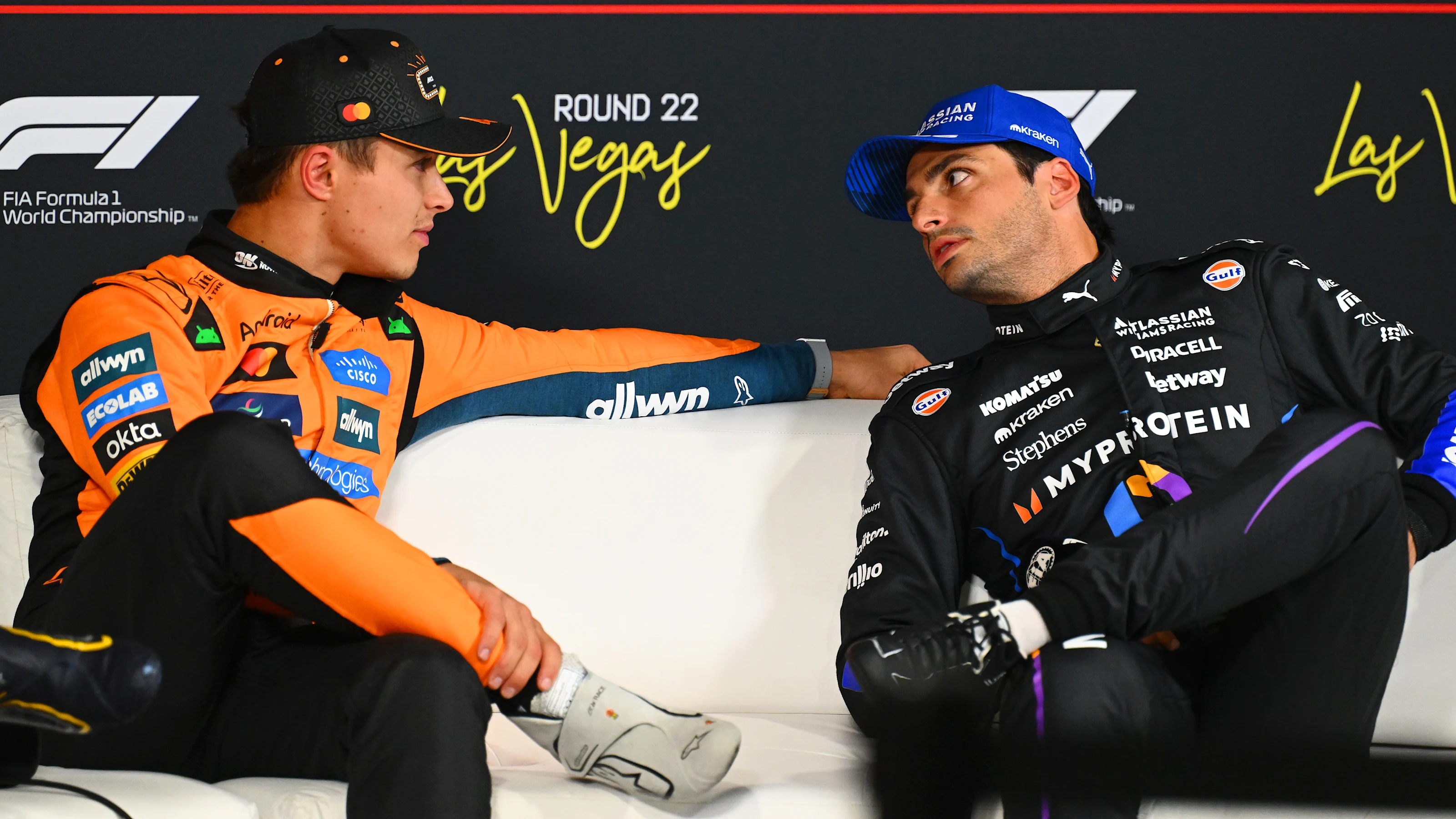 LAS VEGAS, NEVADA - NOVEMBER 21: Pole position qualifier Lando Norris of Great Britain and McLaren