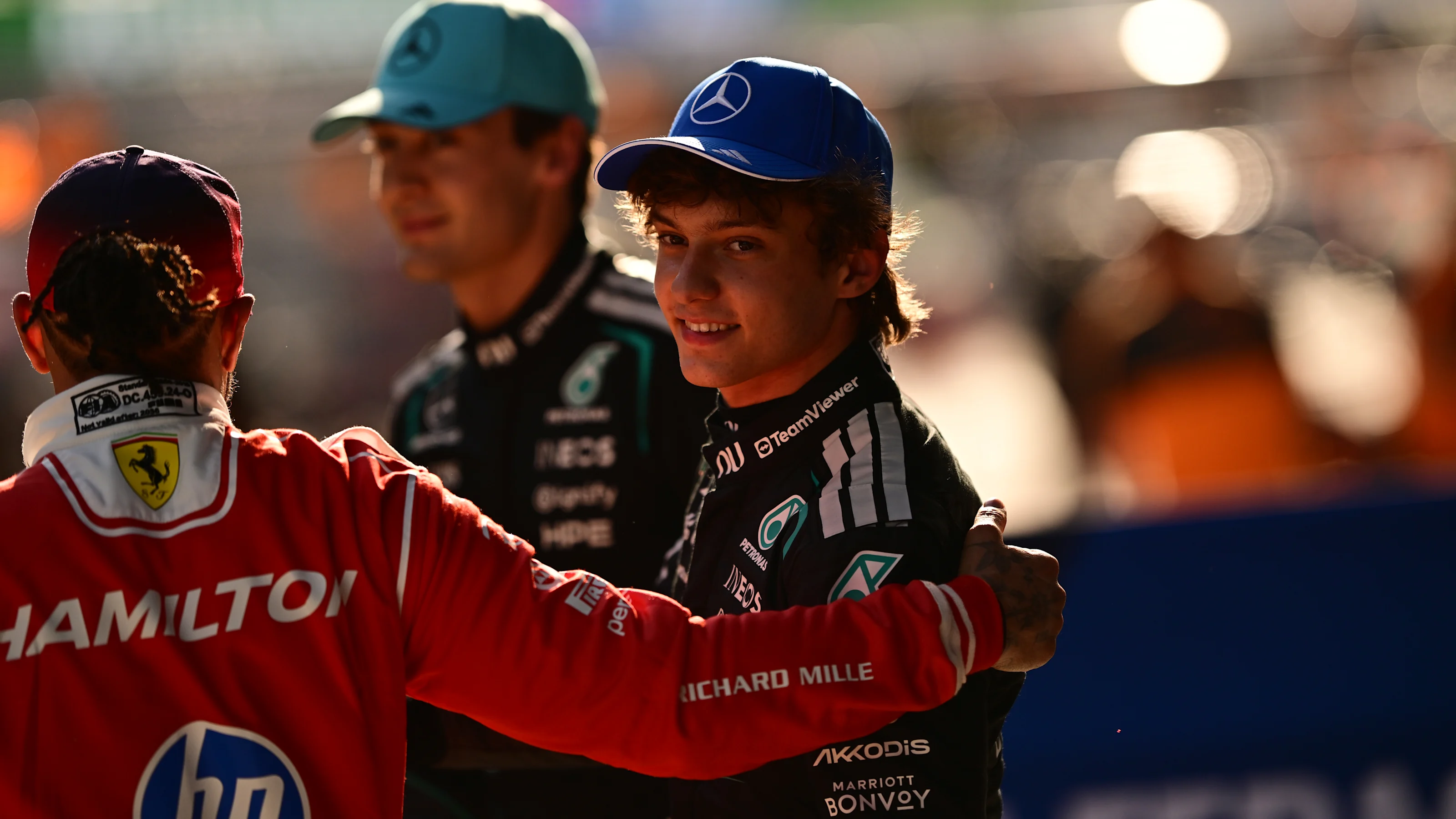 SHANGHAI, CHINA - MARCH 14: Pole position qualifier Andrea Kimi Antonelli of Italy and Mercedes AMG