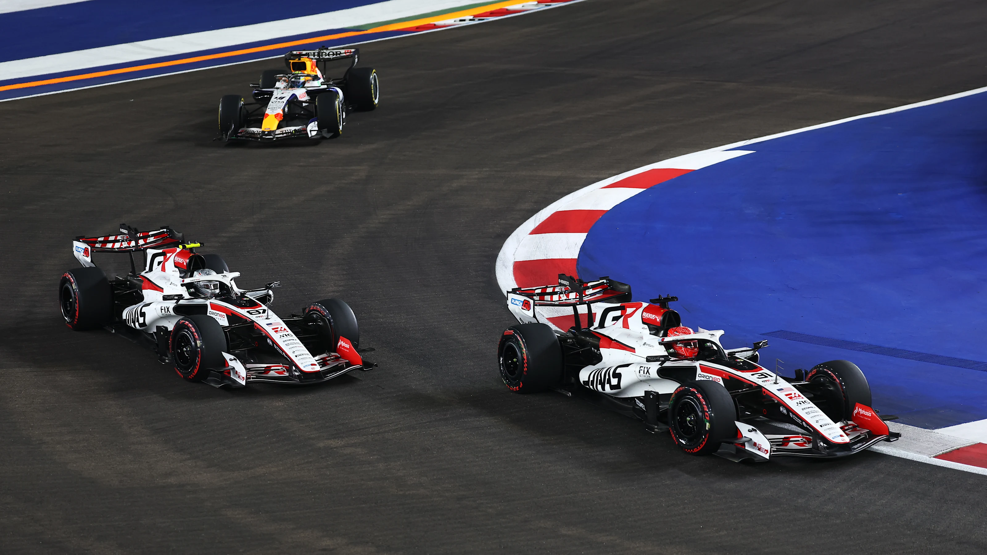 SINGAPORE, SINGAPORE - OCTOBER 11: Esteban Ocon of France driving the (31) Haas F1 VF-26 Ferrari