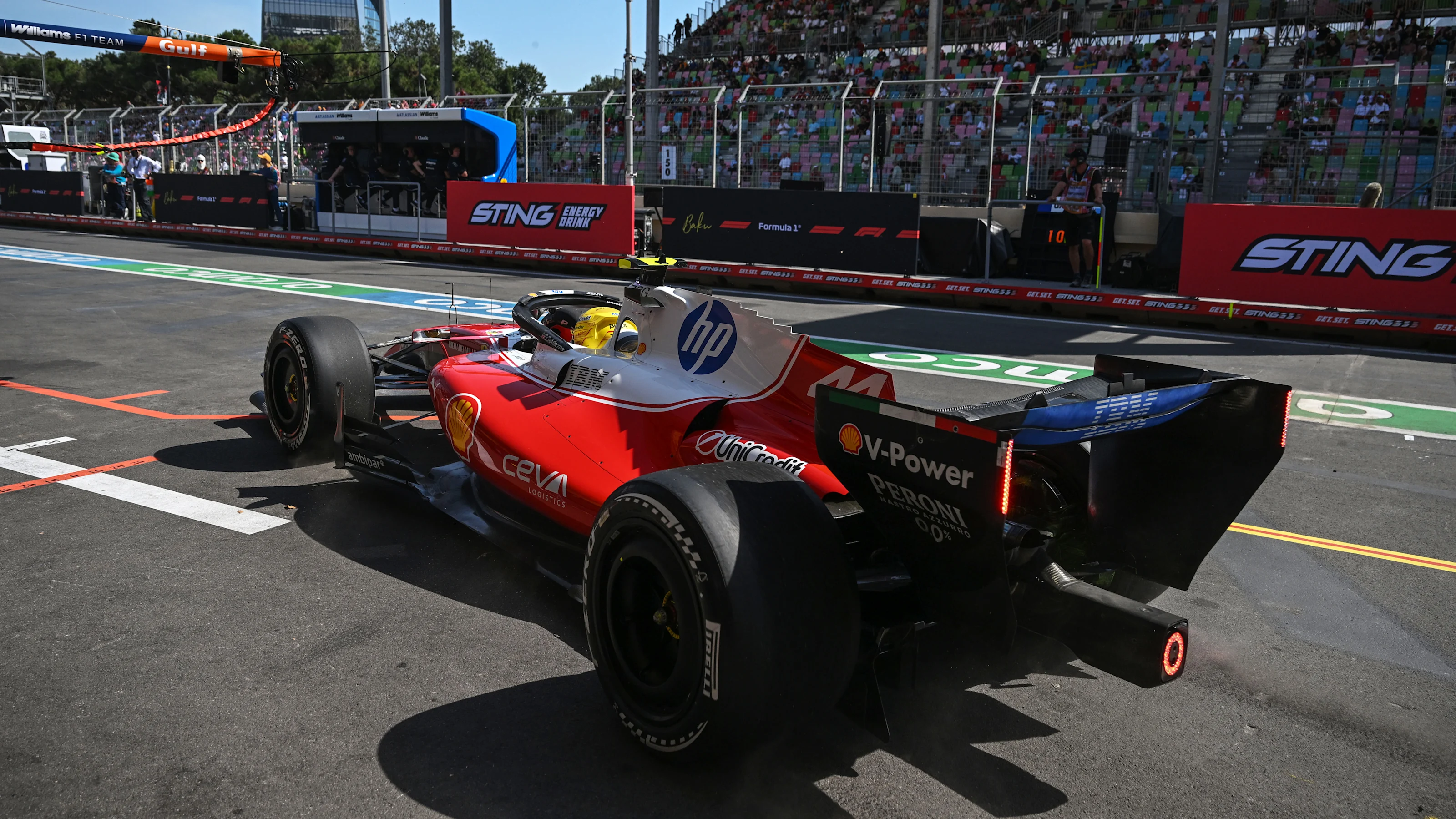 BAKU, AZERBAIJAN - SEPTEMBER 24: Lewis Hamilton of Great Britain driving the (44) Scuderia Ferrari