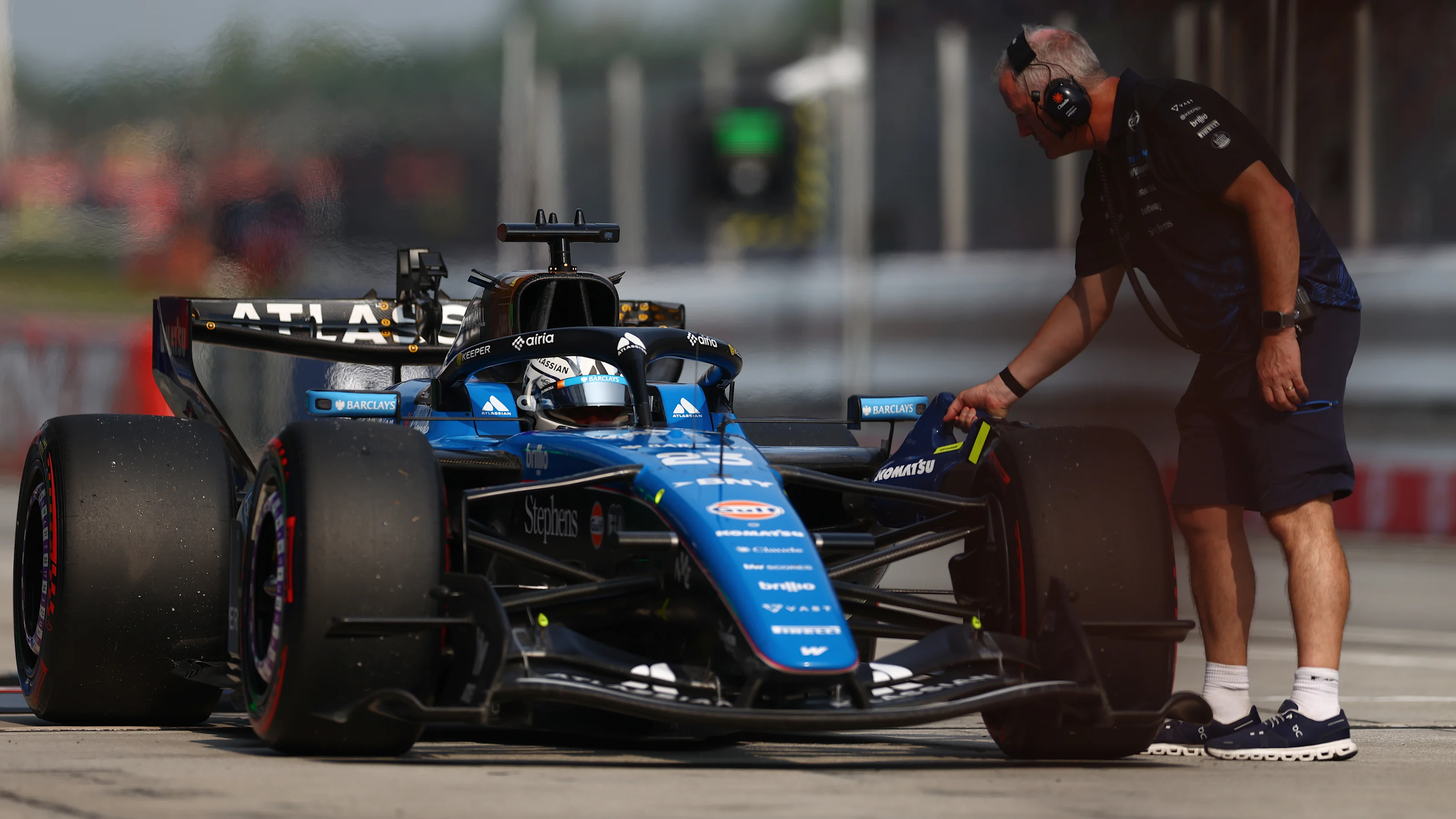 KUALA LUMPUR, MALAYSIA - OCTOBER 03: Alexander Albon of Thailand and Williams in the Pitlane during