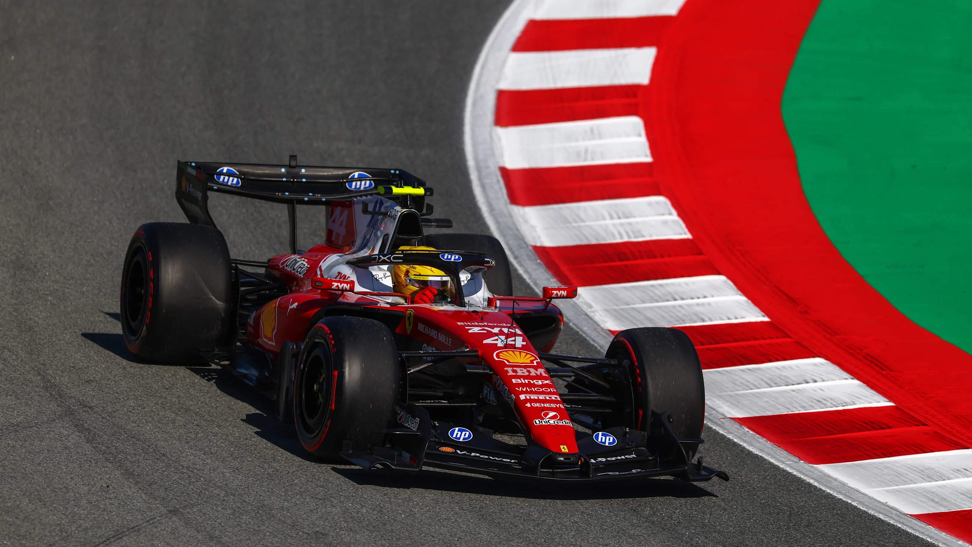 BARCELONA, SPAIN - JUNE 12: Lewis Hamilton of Great Britain driving the (44) Scuderia Ferrari SF-26