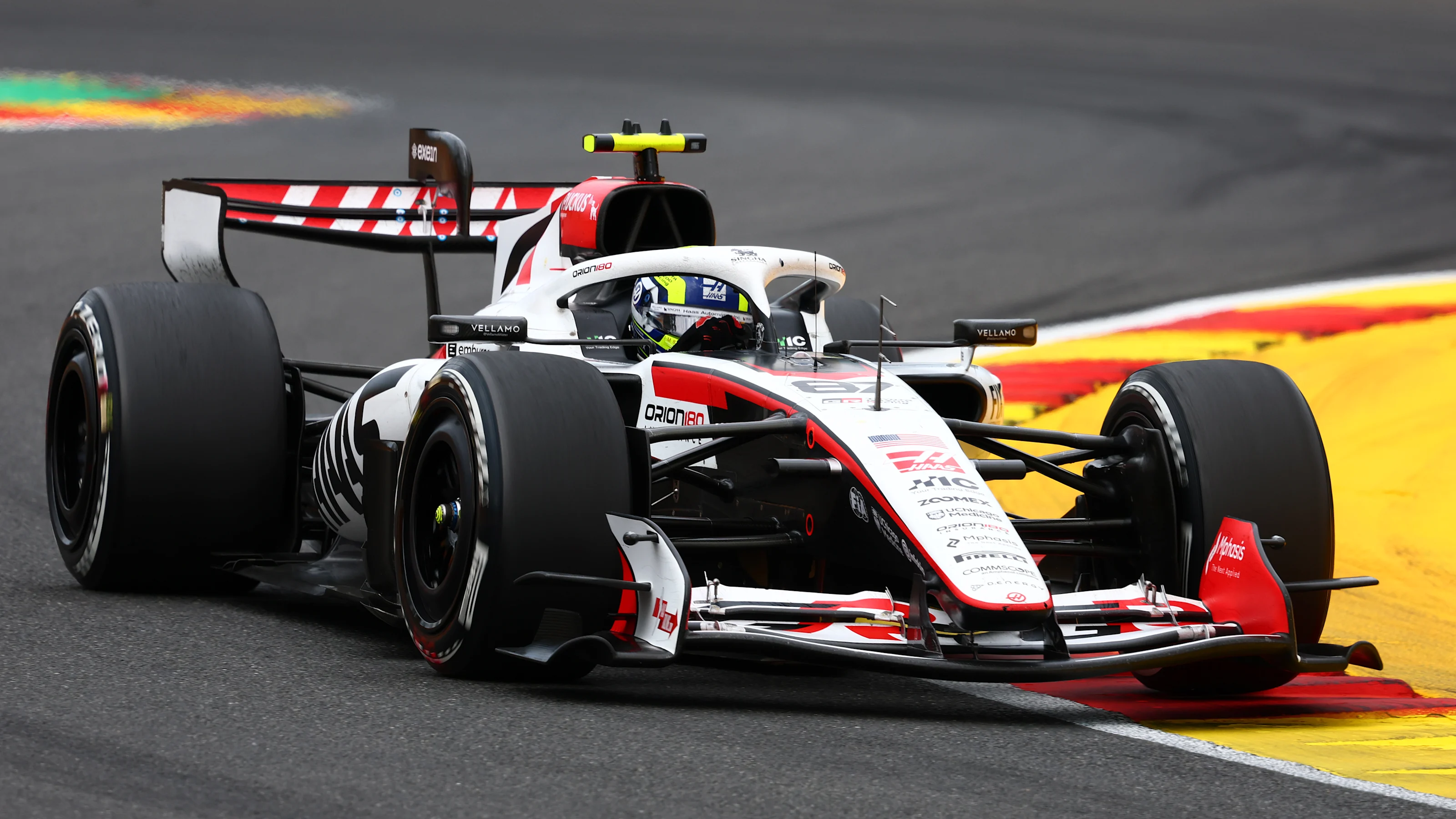 SPA, BELGIUM - JULY 19: Oliver Bearman of Great Britain driving the (87) Haas F1 VF-26 Ferrari on