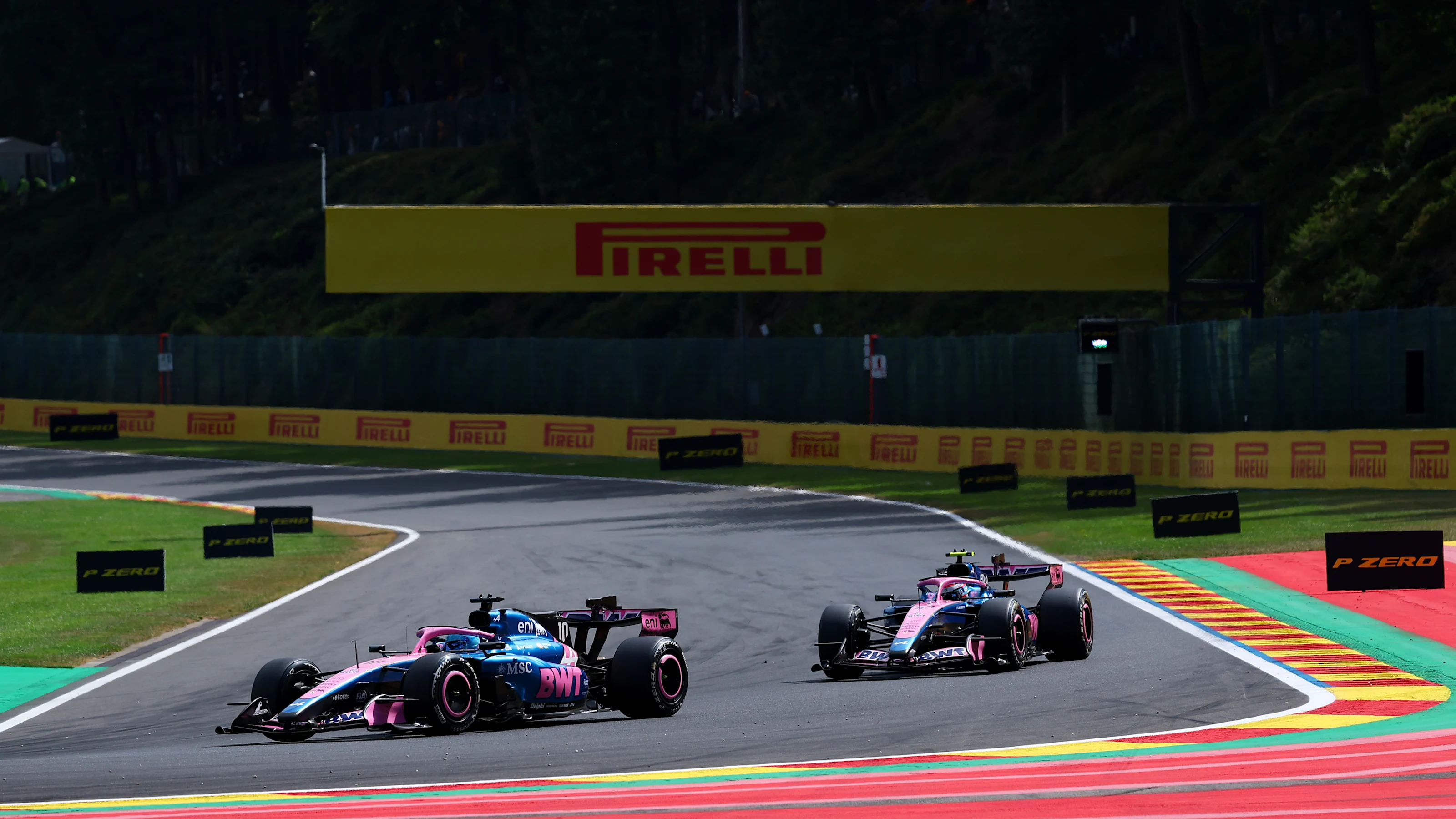 SPA, BELGIUM - JULY 19: Pierre Gasly of France driving the (10) Alpine F1 A526 Mercedes leads