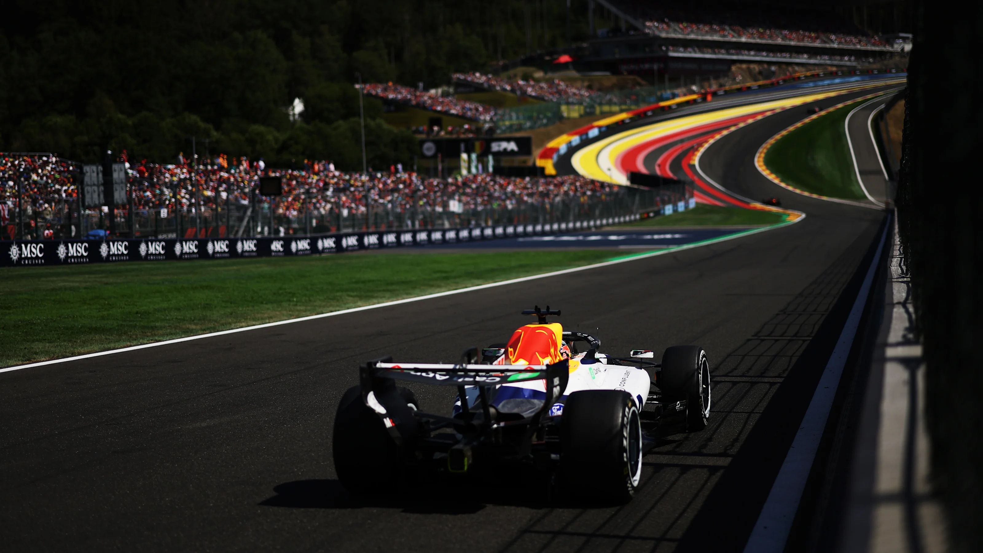 SPA, BELGIUM - JULY 19: Arvid Lindblad of Great Britain driving the (41) Visa Cash App Racing Bulls