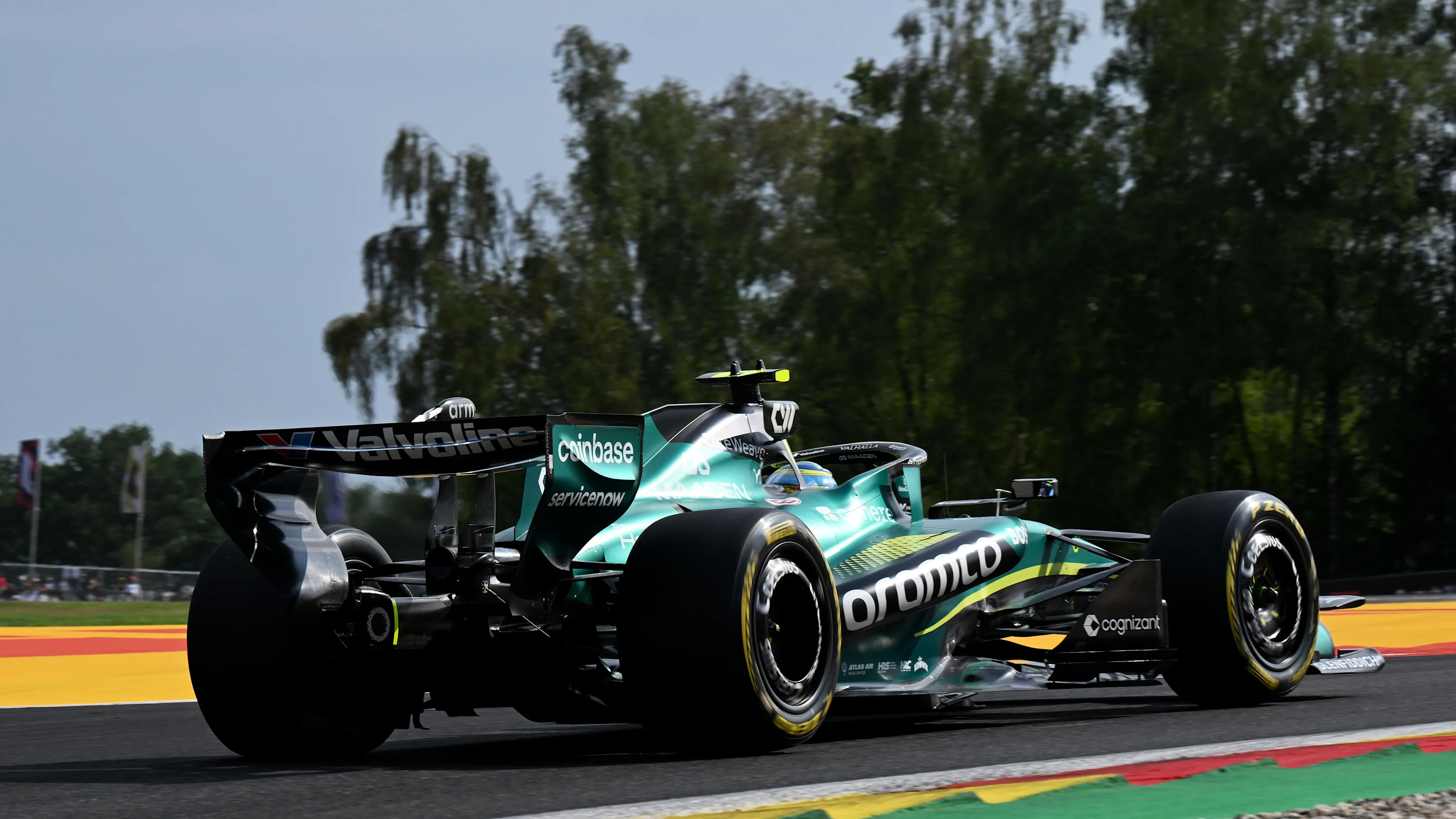 SPA, BELGIUM - JULY 17: Fernando Alonso of Spain driving the (14) Aston Martin F1 Team AMR26 Honda