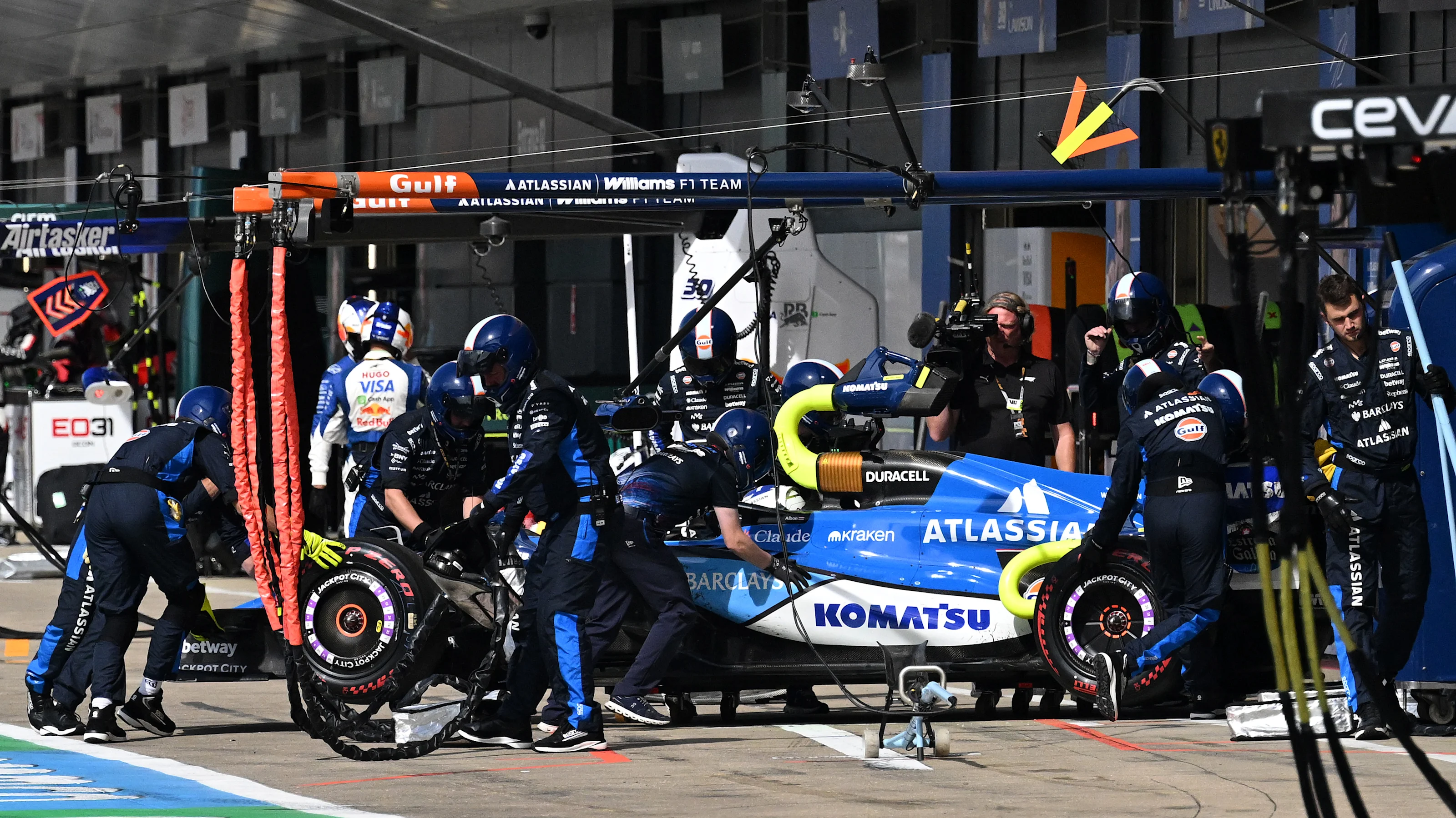 NORTHAMPTON, ENGLAND - JULY 05: Alexander Albon of Thailand and Williams is returned to the garage